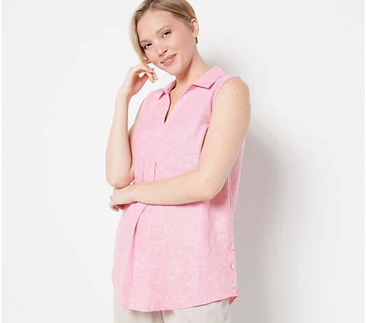 Susan Graver Pure Cross-Dyed Linen Blend Sleeveless Tunic