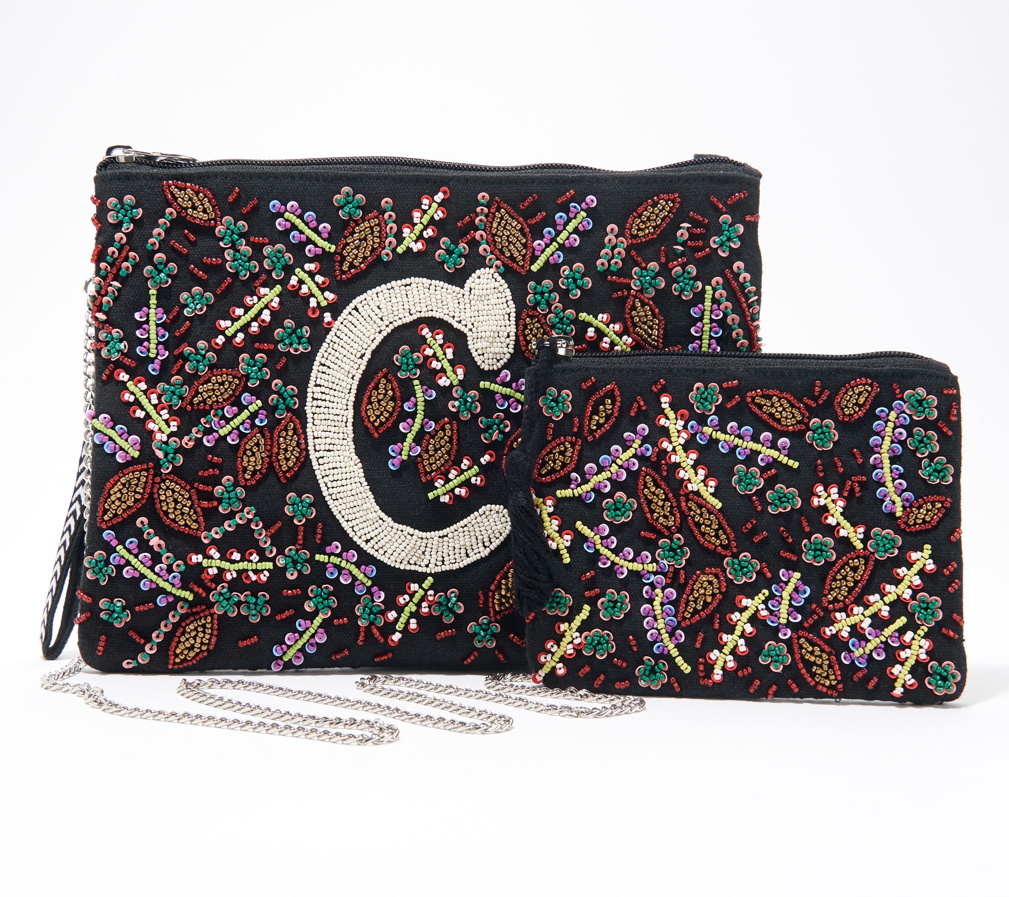 Upcycled LV Beaded Wristlet with cardslots and ID holder – Anagails