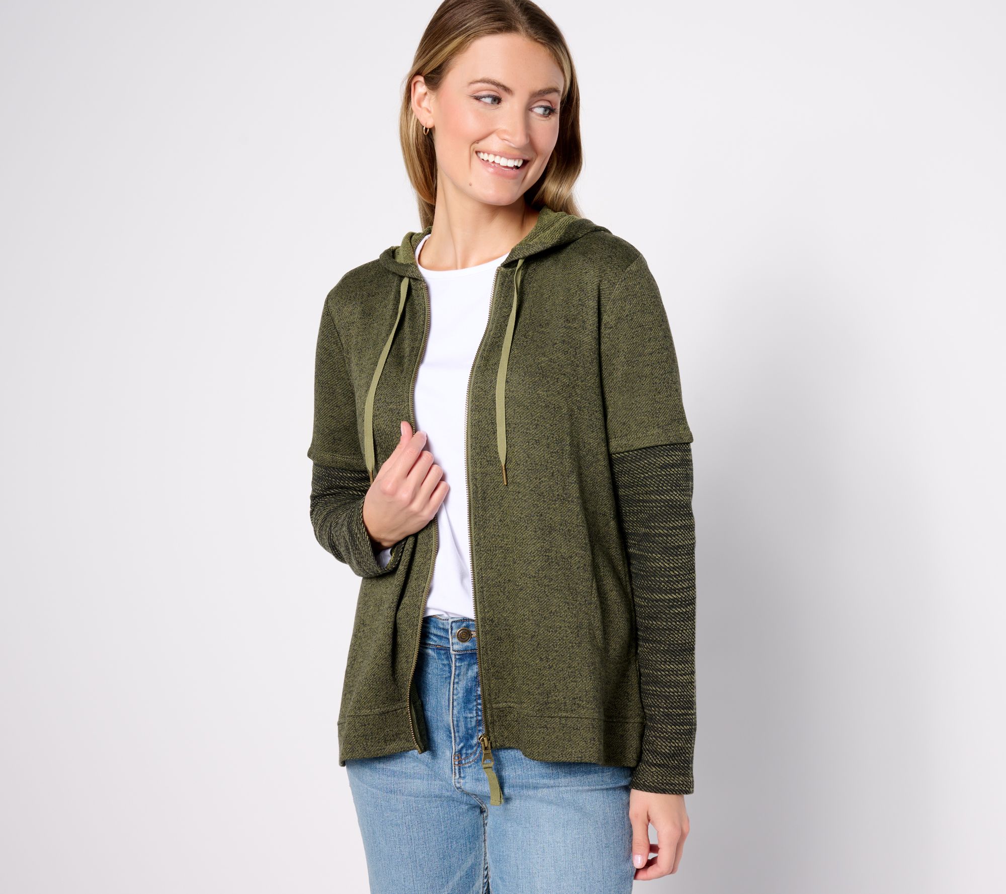 LOGO Lounge by Lori Goldstein Heathered Knit Hoodie