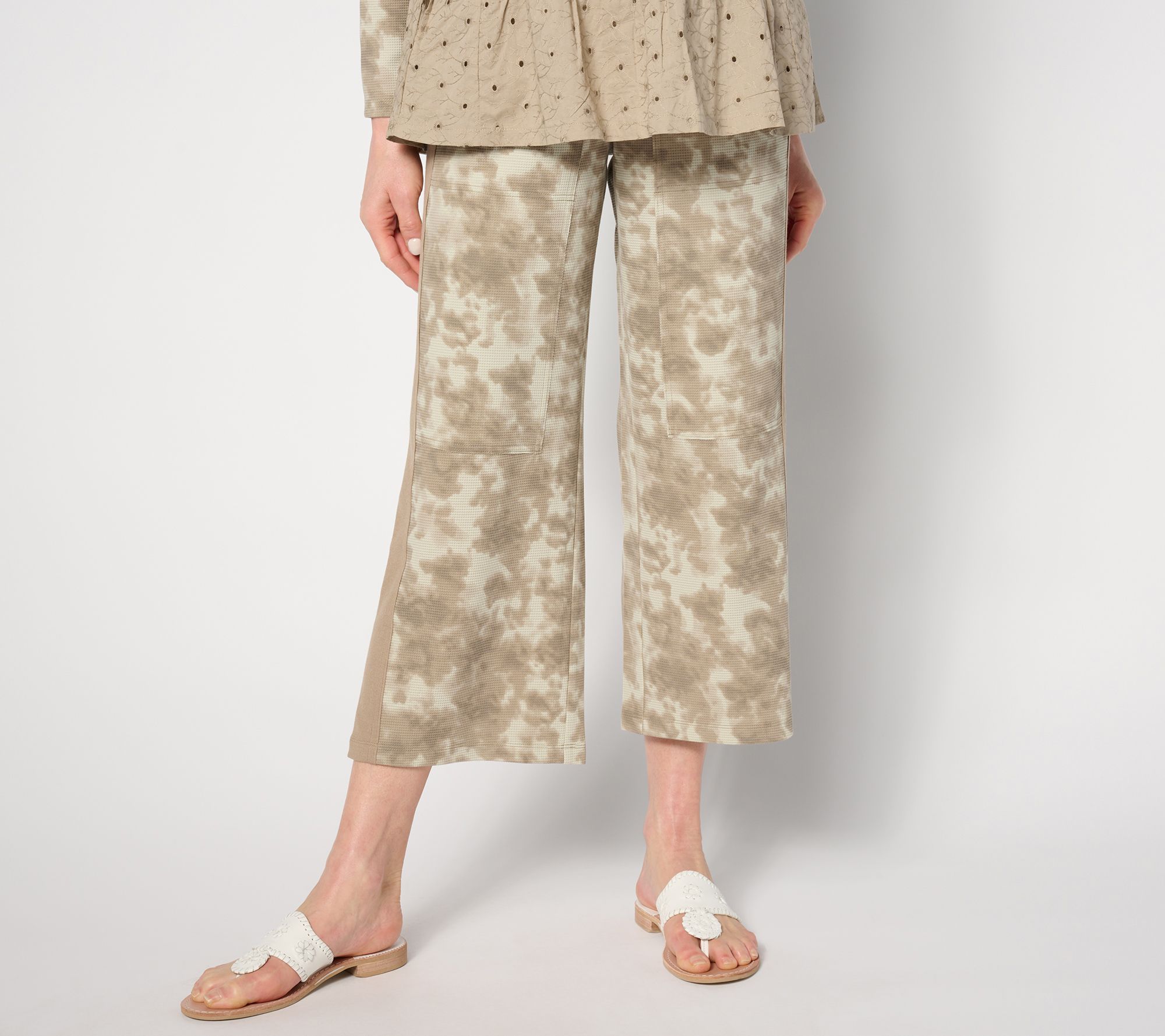 LOGO Life by Lori Goldstein Petite Waffle Knit Wide Leg Pant