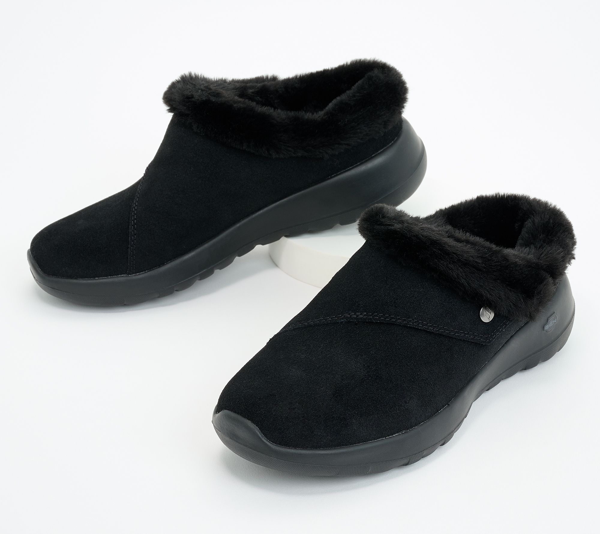 "As Is" Skechers On-the -GO Joy Suede and Faux Fur Clogs