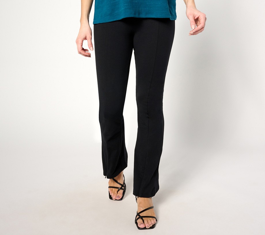 Women with Control Petite Cotton Jersey Pants with Zipper Detail