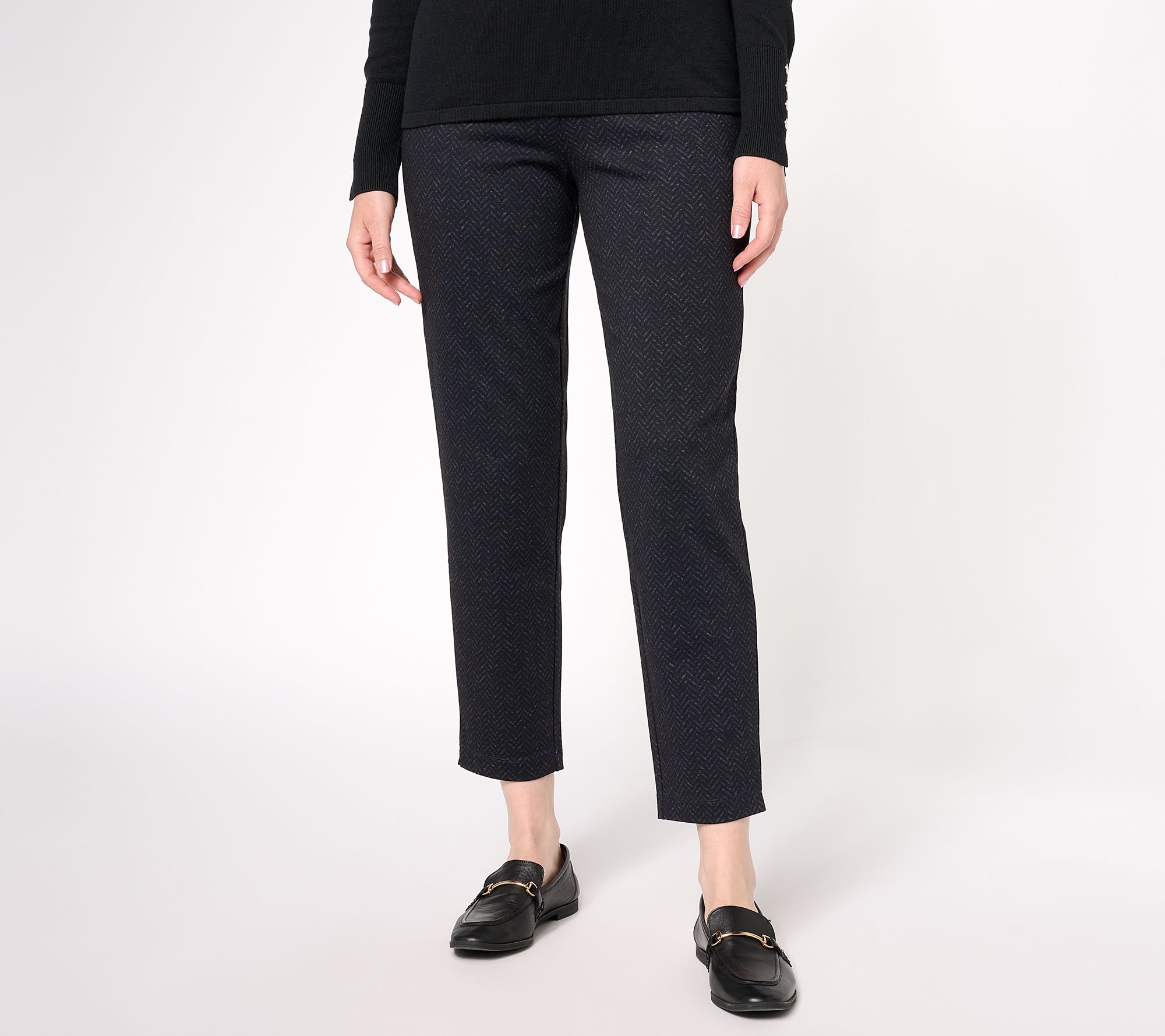 "As Is" Joan Rivers Regular Printed Herringbone Ponte Pant