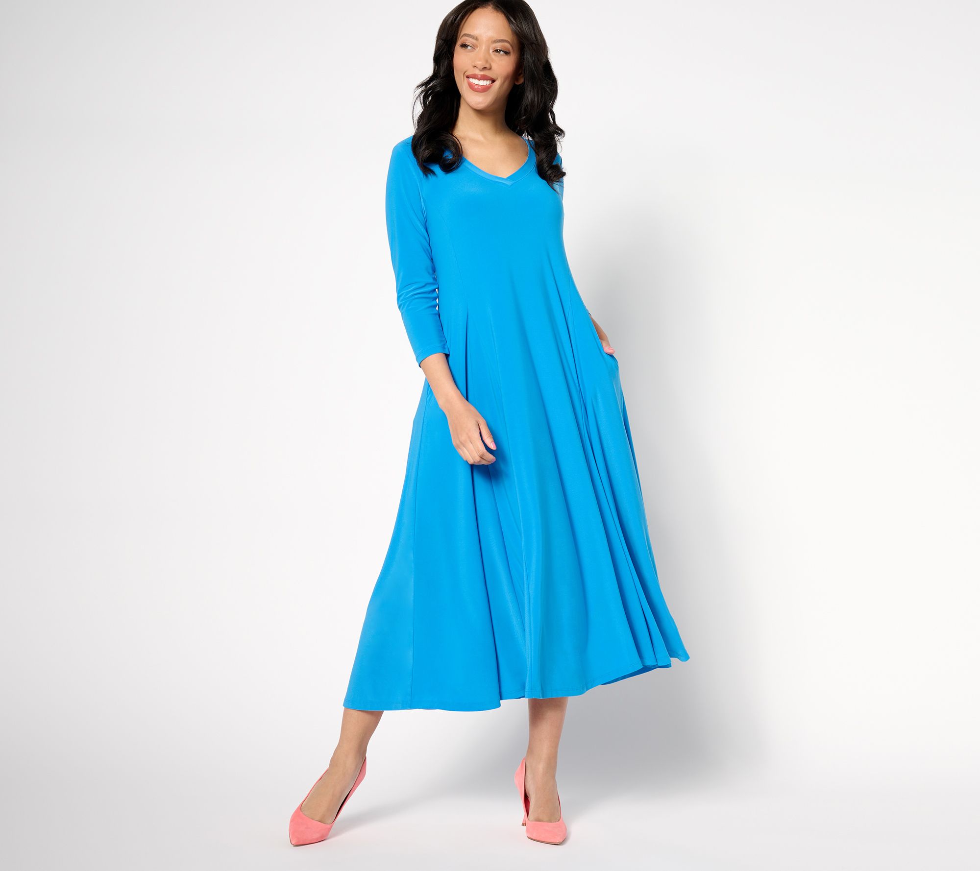 Attitudes by Renee Petite Como Jersey Godet Midi Dress