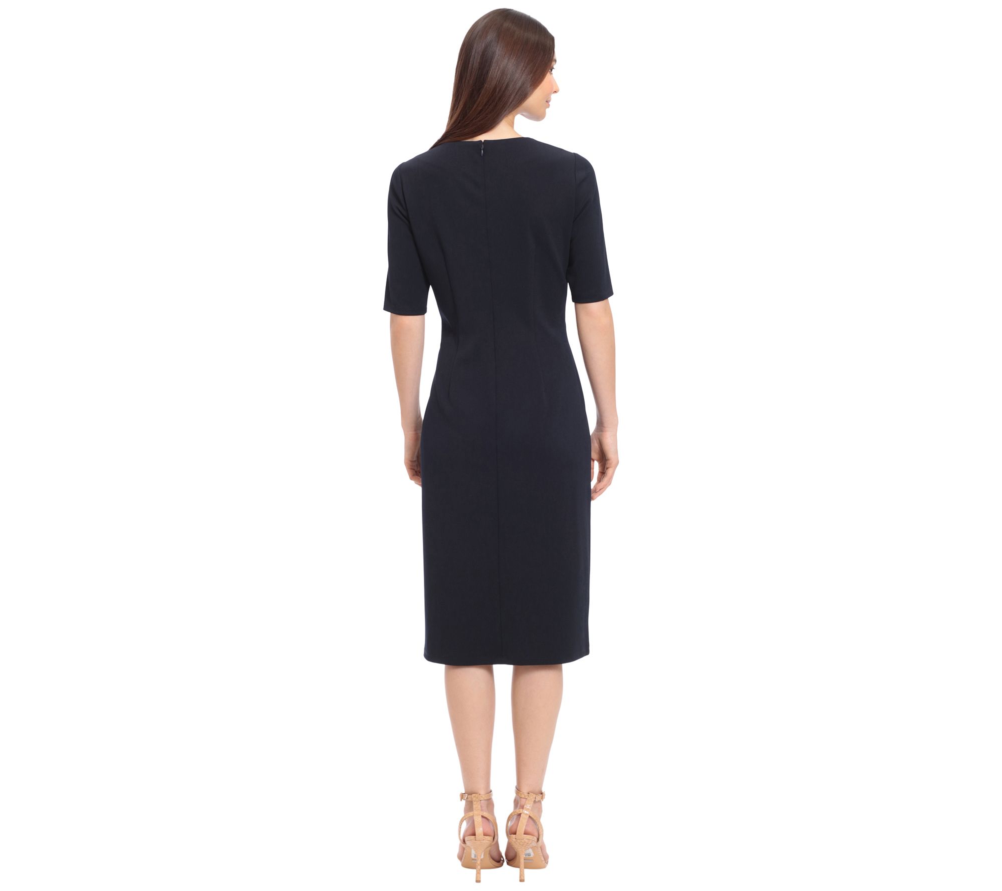 Maggy London Scuba Crepe Elbow-Sleeve Midi Dress - QVC.com