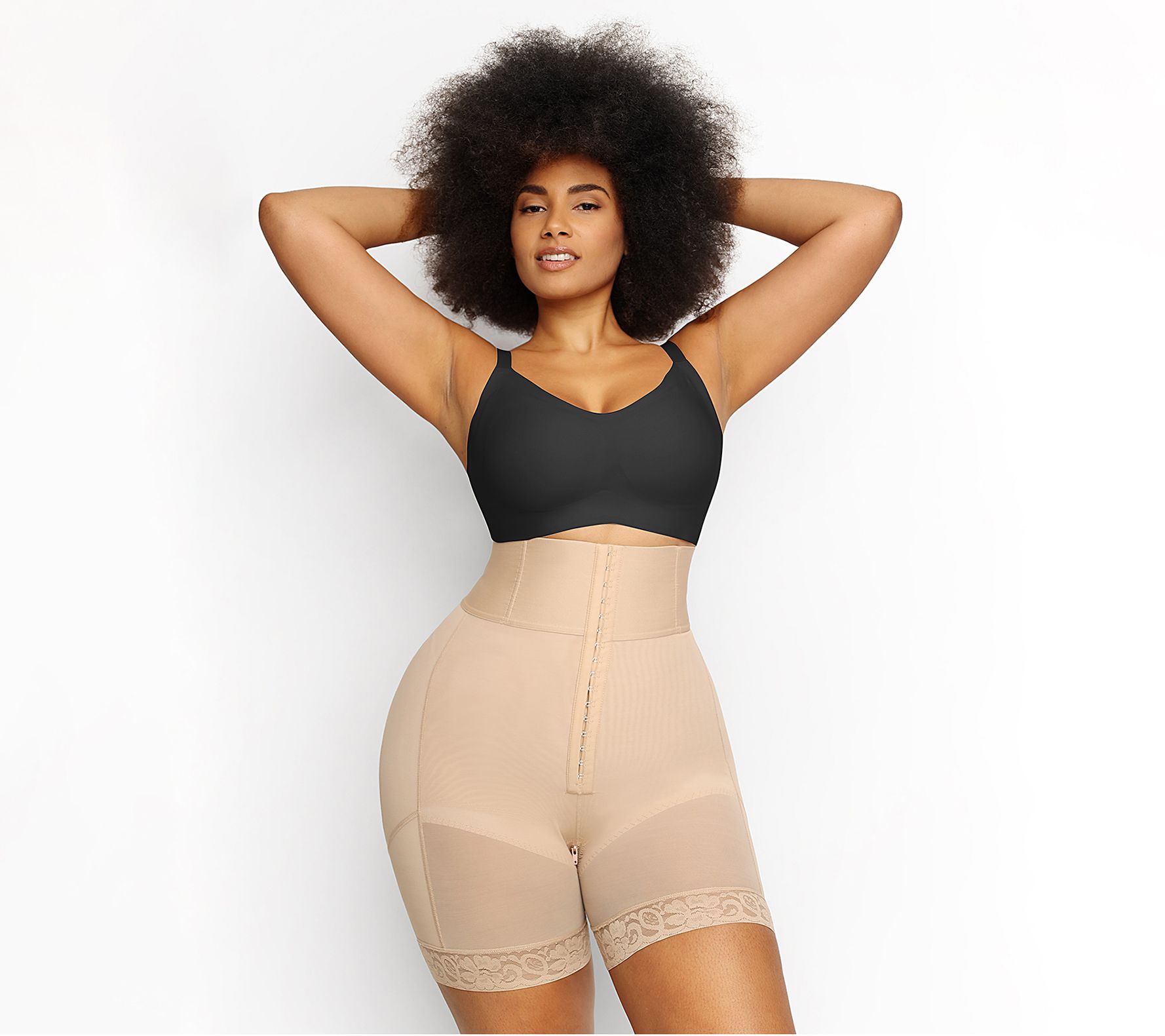 AirSlim® Mid-Thigh Open Bust Reshaper  Full body suit, Crop top suit, Crop  top and shorts