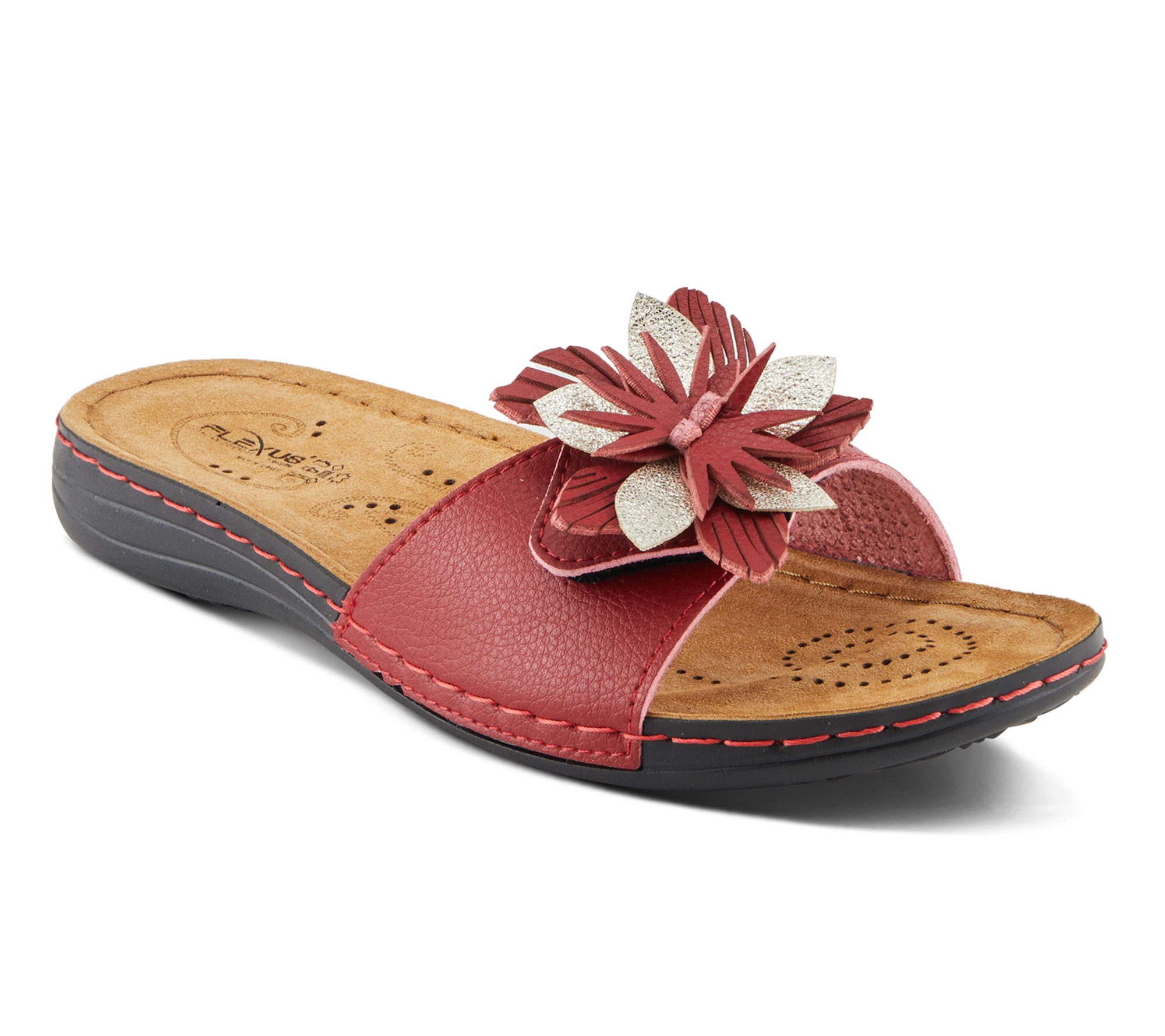 Flexus by Spring Step Slide Sandals - Flowerstars - QVC.com