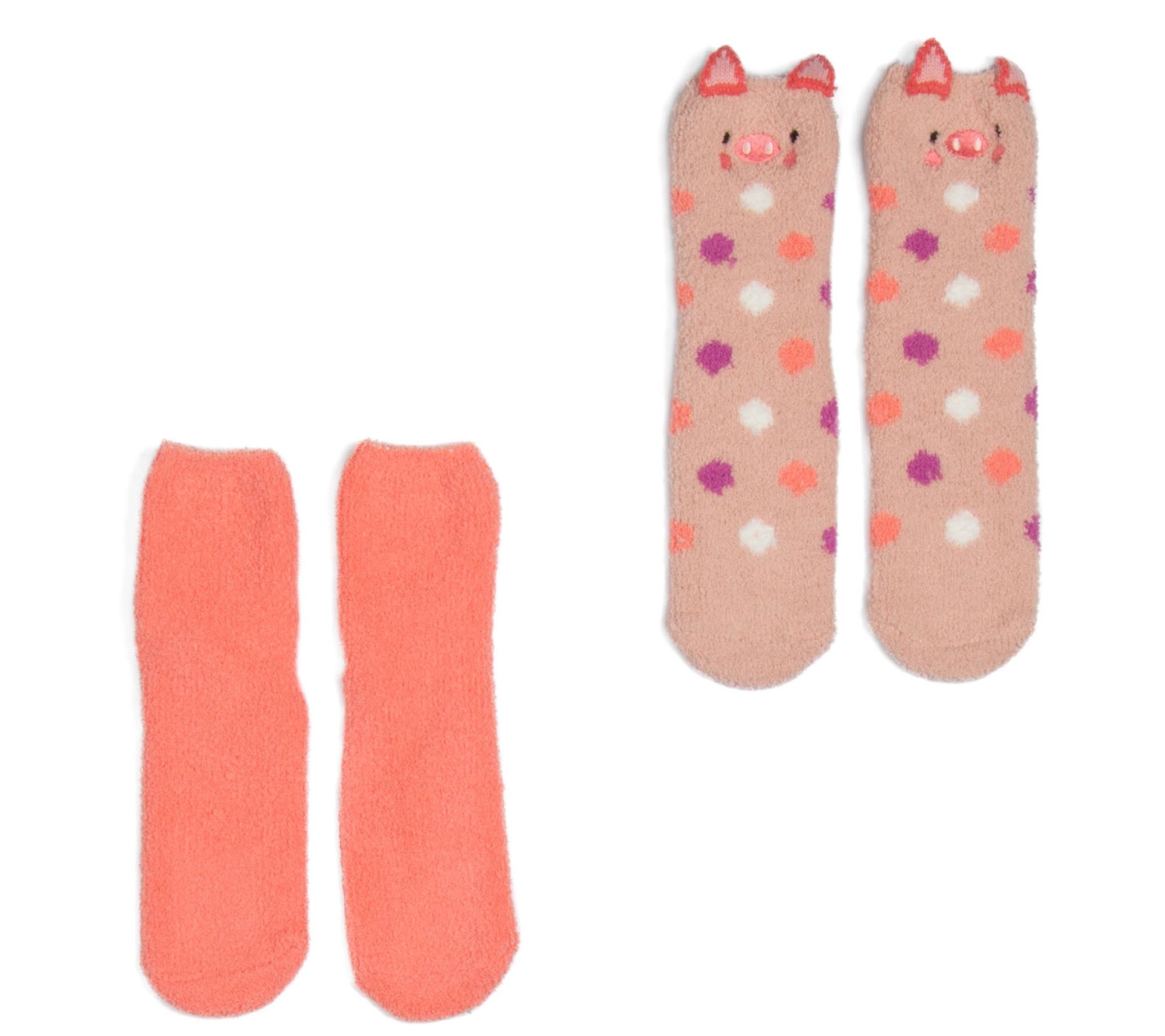 Lug Set of 2 Plush Crew Non-Slip Socks -Trolley Friends