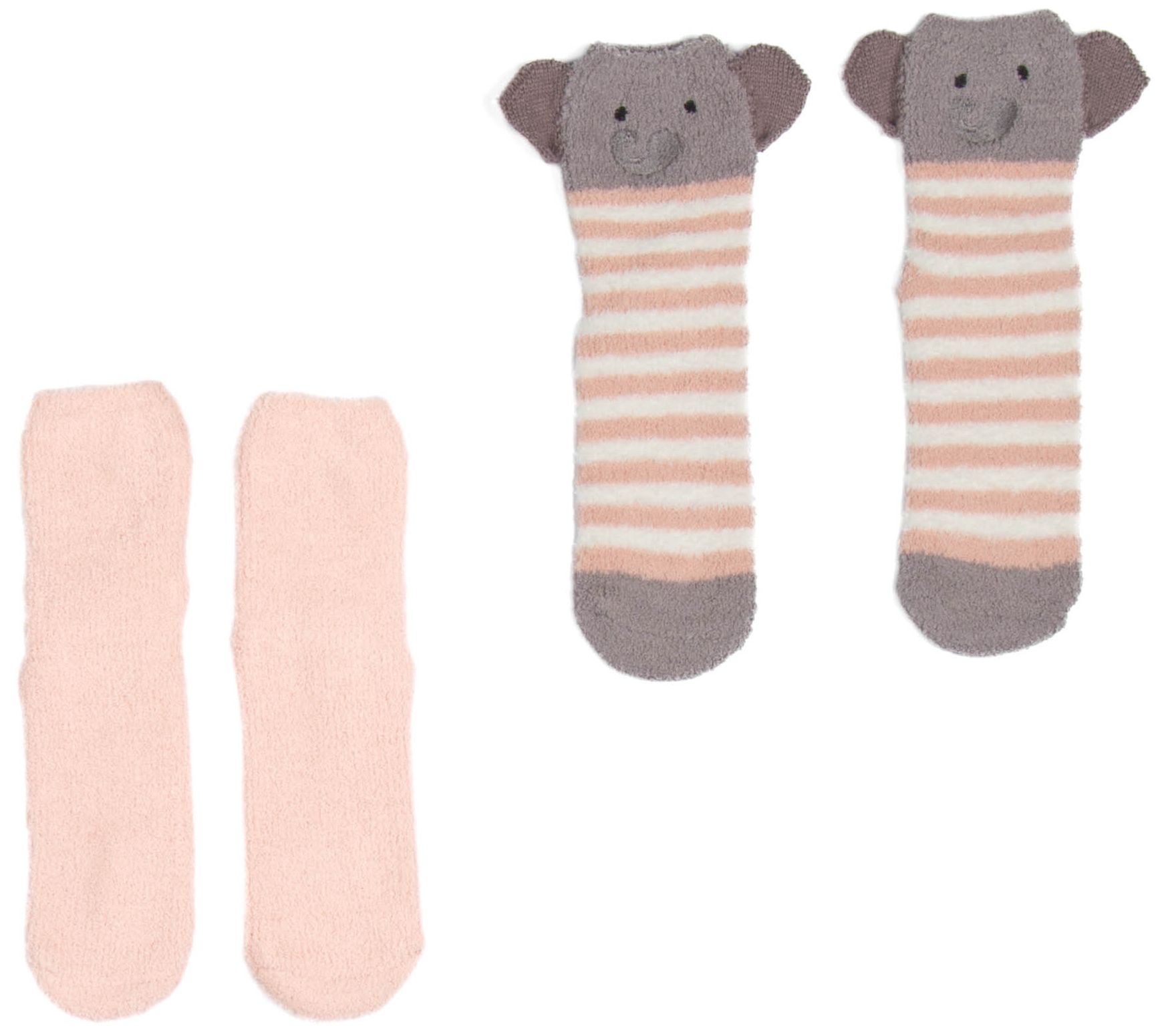 Lug Set of 2 Plush Crew Non-Slip Socks -Trolley Friends