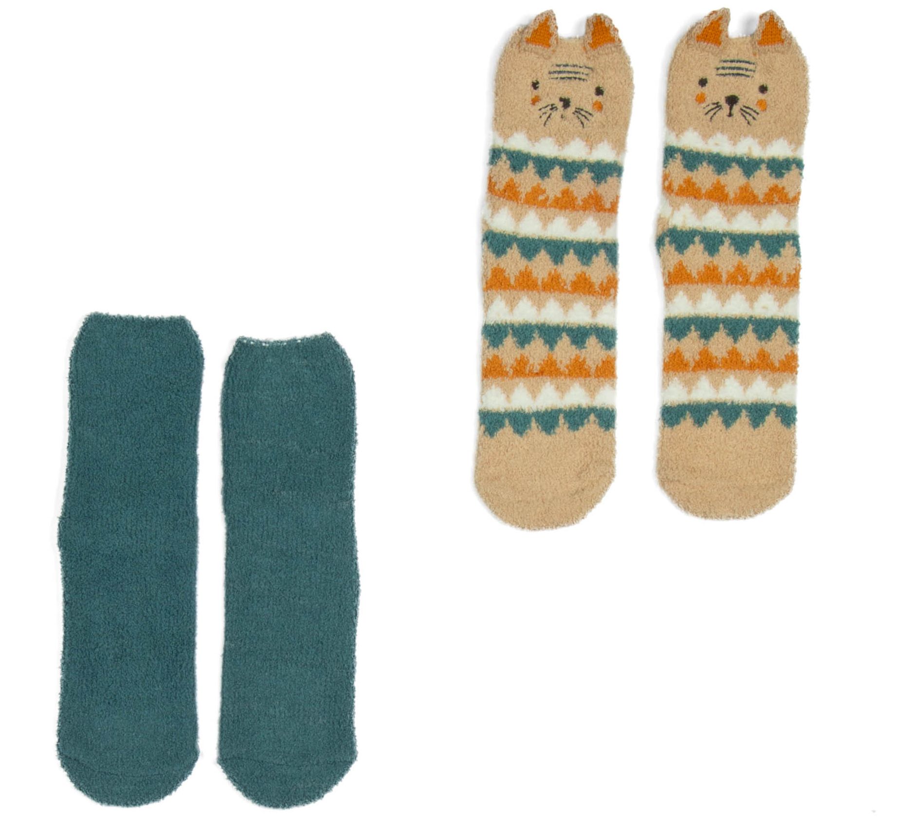 Lug Set of 2 Plush Crew Non-Slip Socks -Trolley Friends