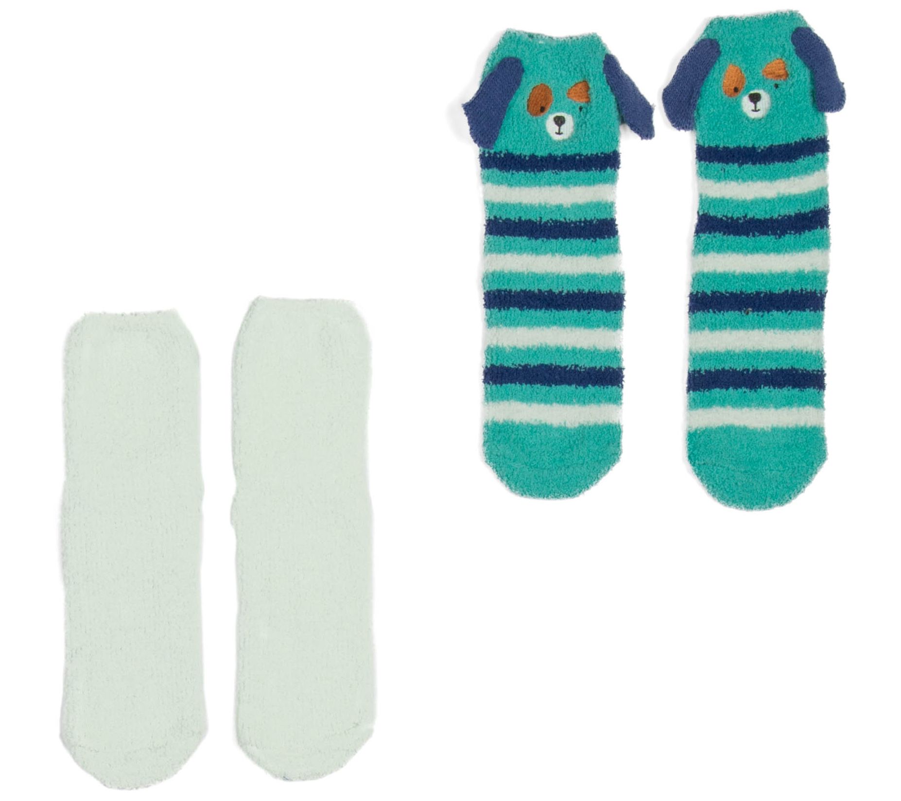 Lug Set of 2 Plush Crew Non-Slip Socks -Trolley Friends