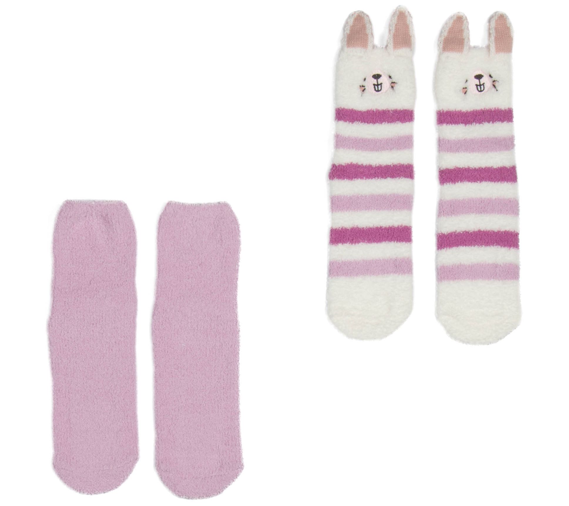 Lug Set of 2 Plush Crew Non-Slip Socks -Trolley Friends
