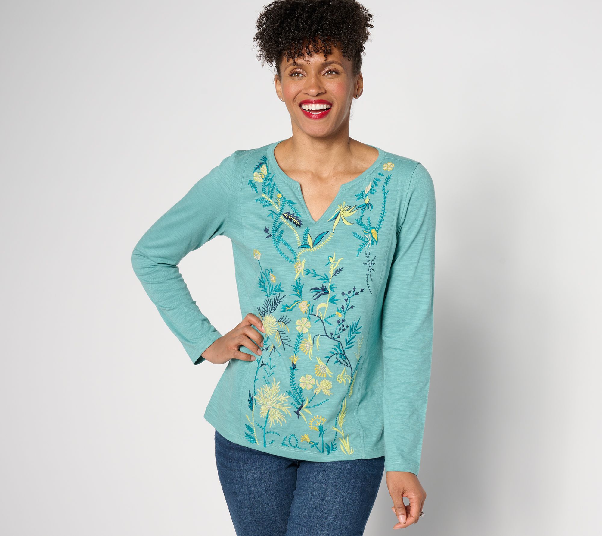 "As Is" Coldwater Creek Spring Spree Top with Split Neckline