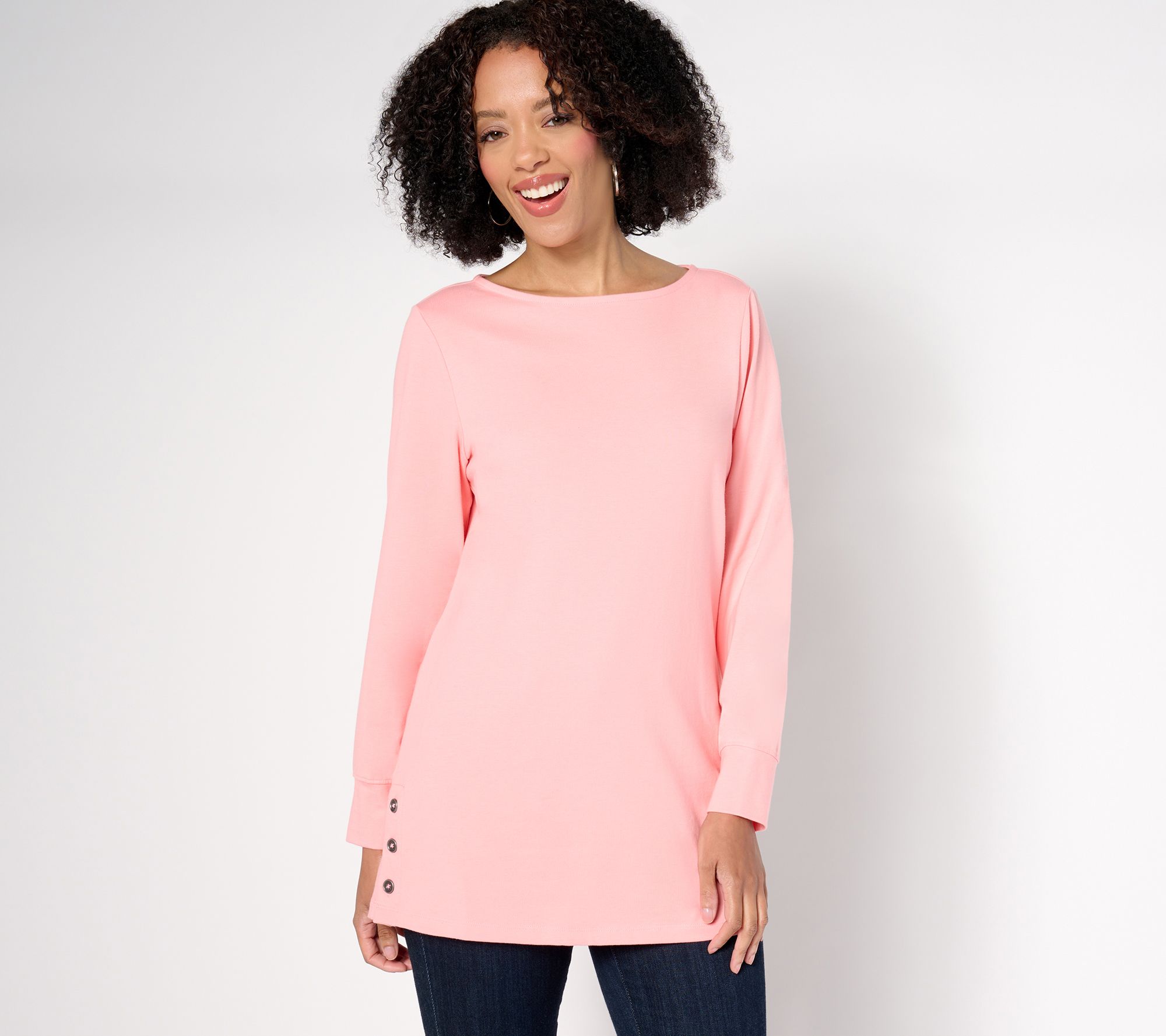 Denim & Co. Essentials Petite Perfect Jersey Boat Neck Tunic