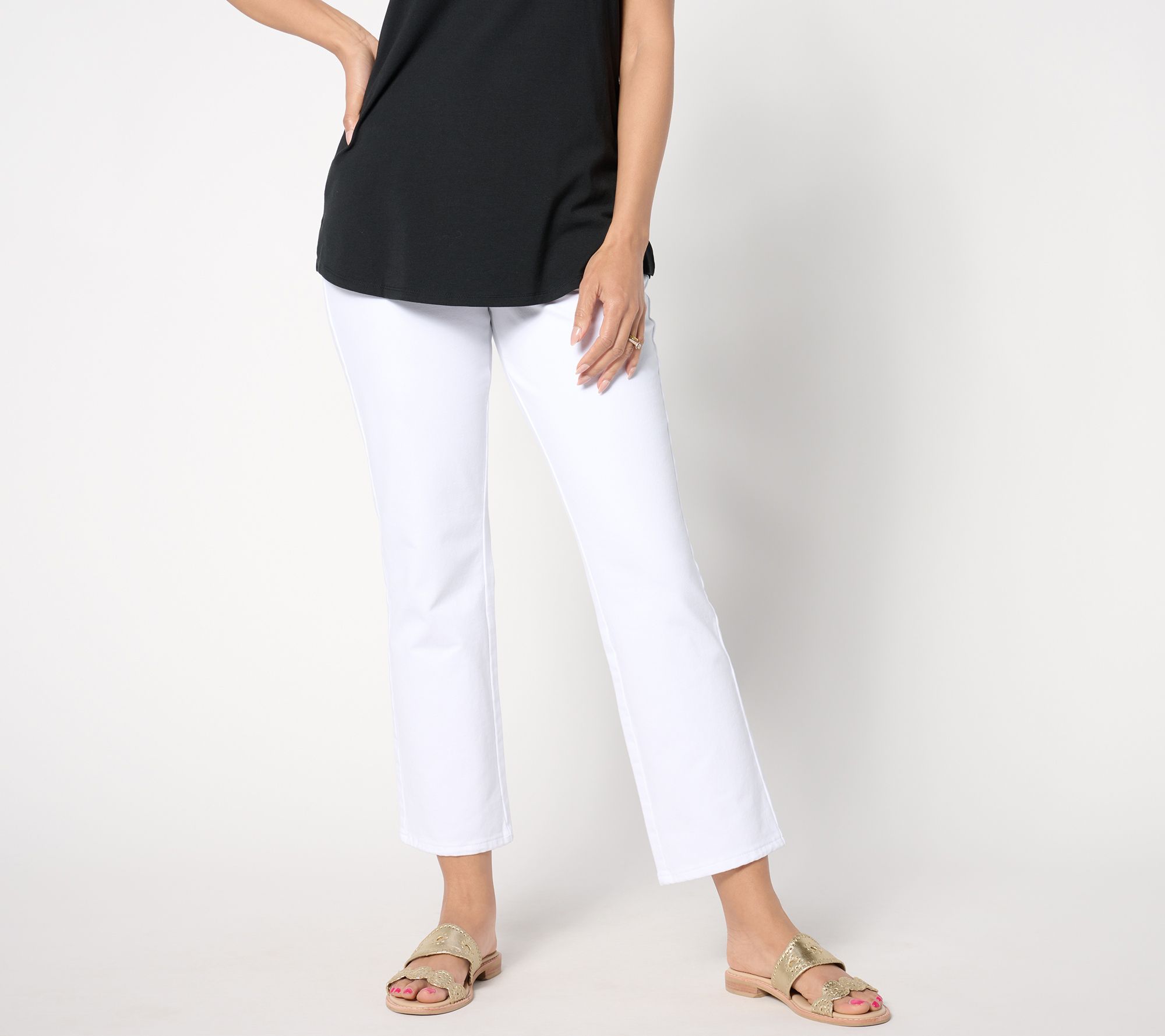 "As Is" Quacker Factory DreamJeannes Short Pull On Ankle Jeans