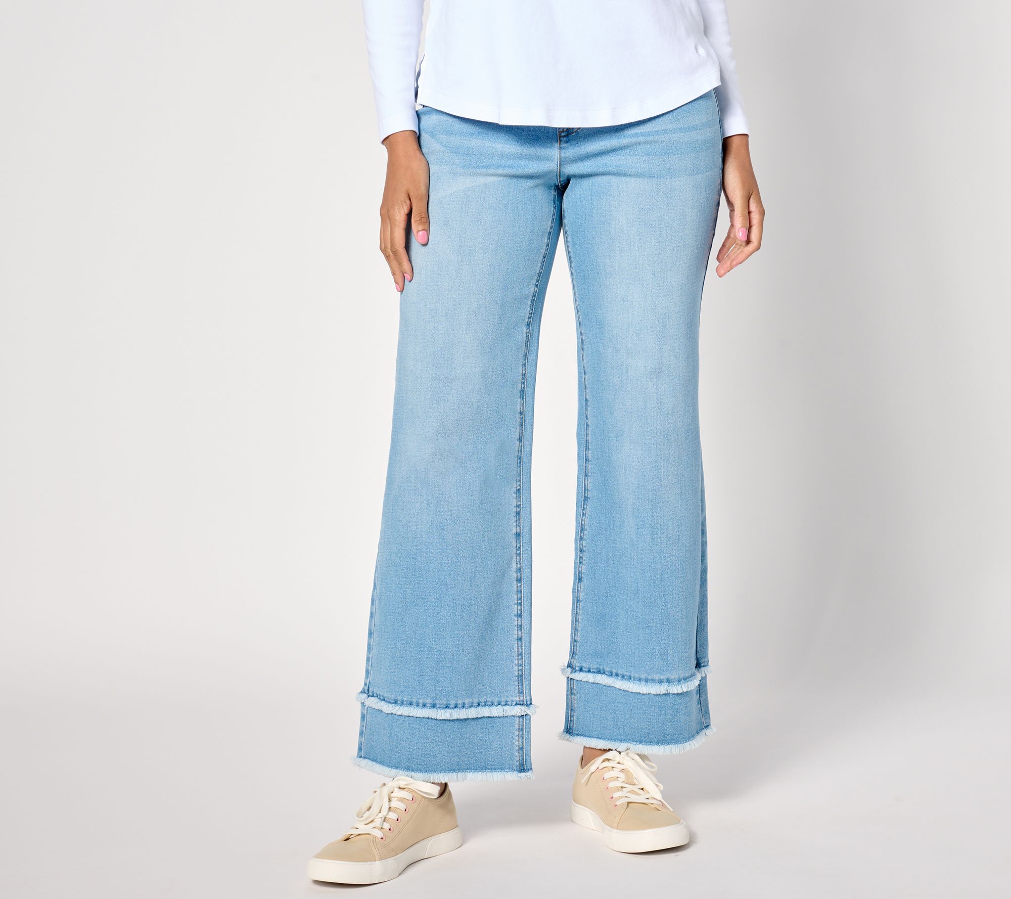 "As Is" Isaac Mizrahi Live! Tall True Denim Indigo Pull On Wide Leg Jeans