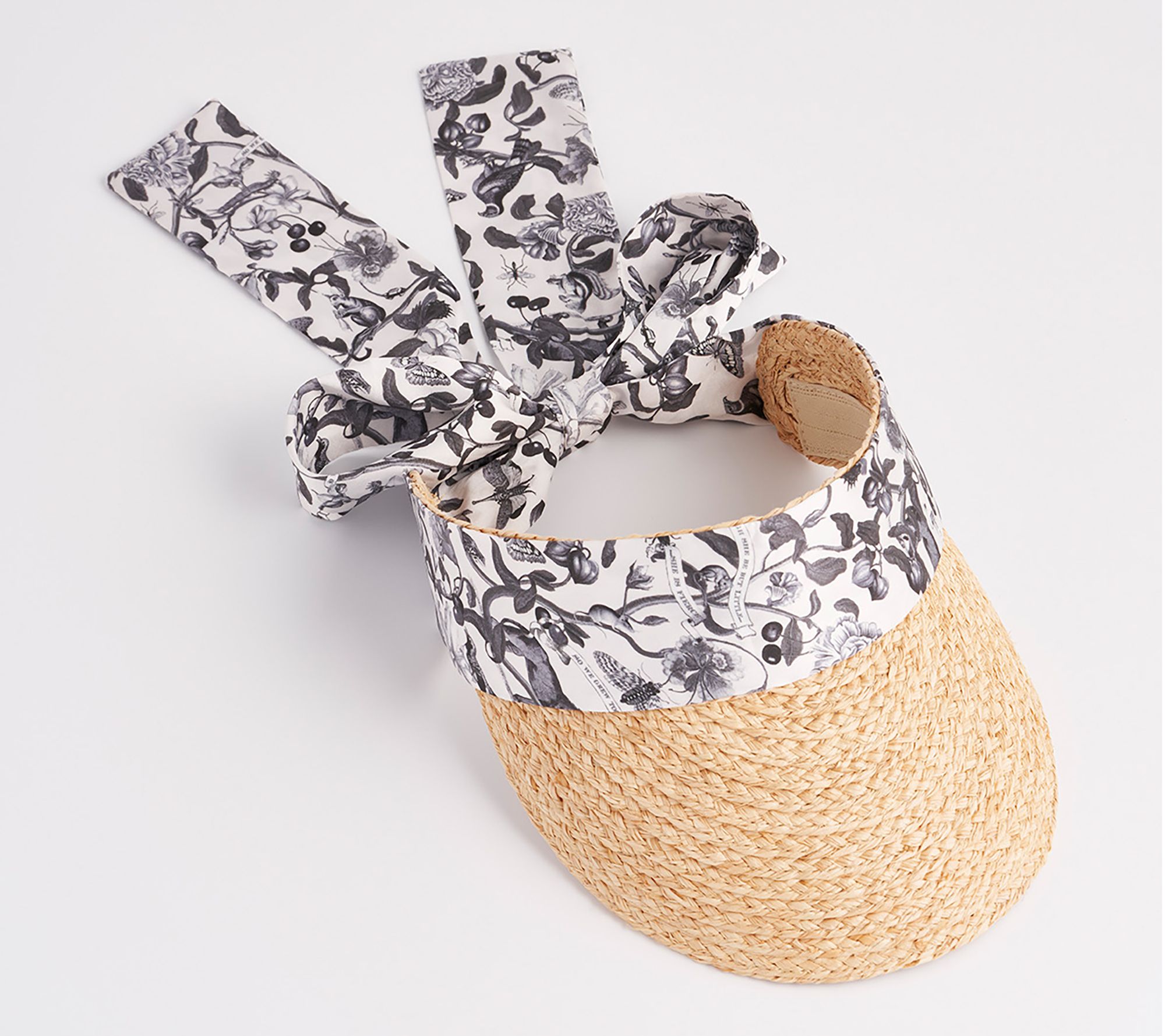 Fable England Tree Of Life Monochrome Raffia Visor