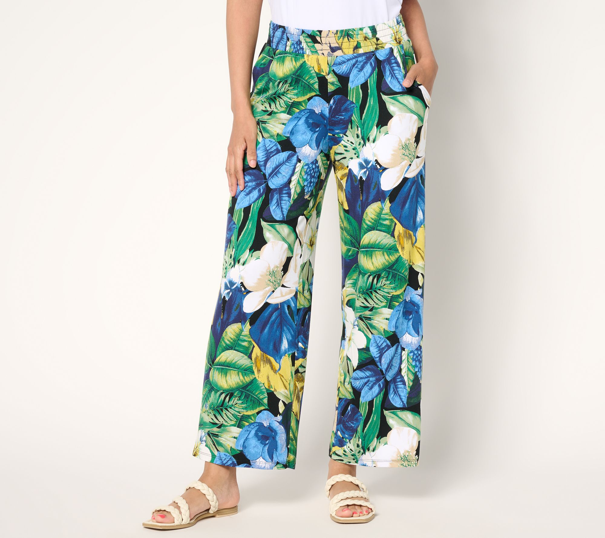 Susan Graver Soleil Petite Knit Printed Ankle Pant