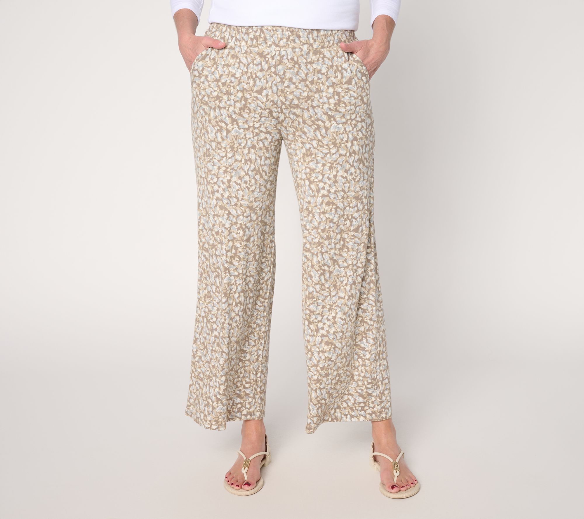 Susan Graver Soleil Petite Knit Printed Ankle Pant