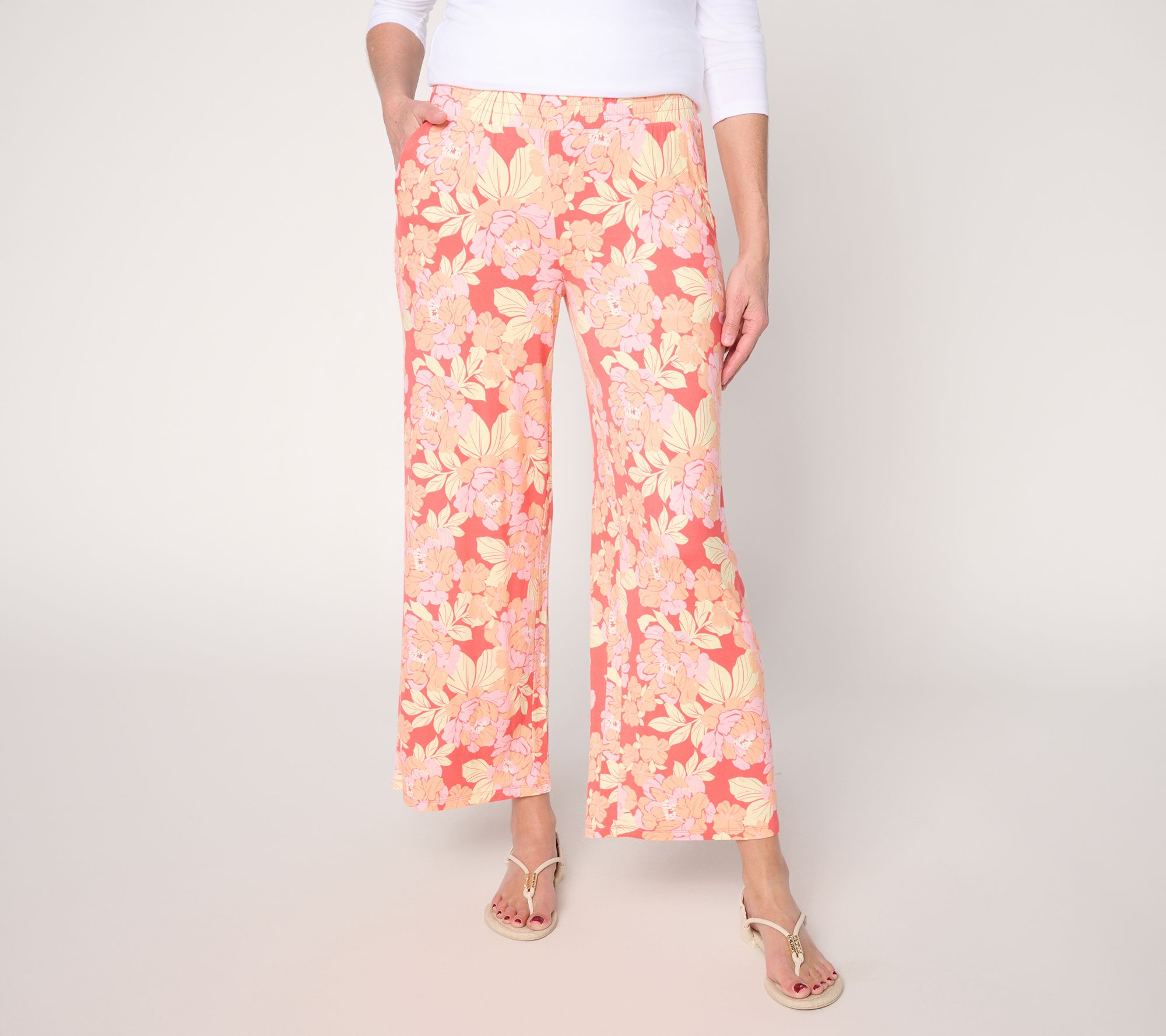 Susan Graver Soleil Petite Knit Printed Ankle Pant