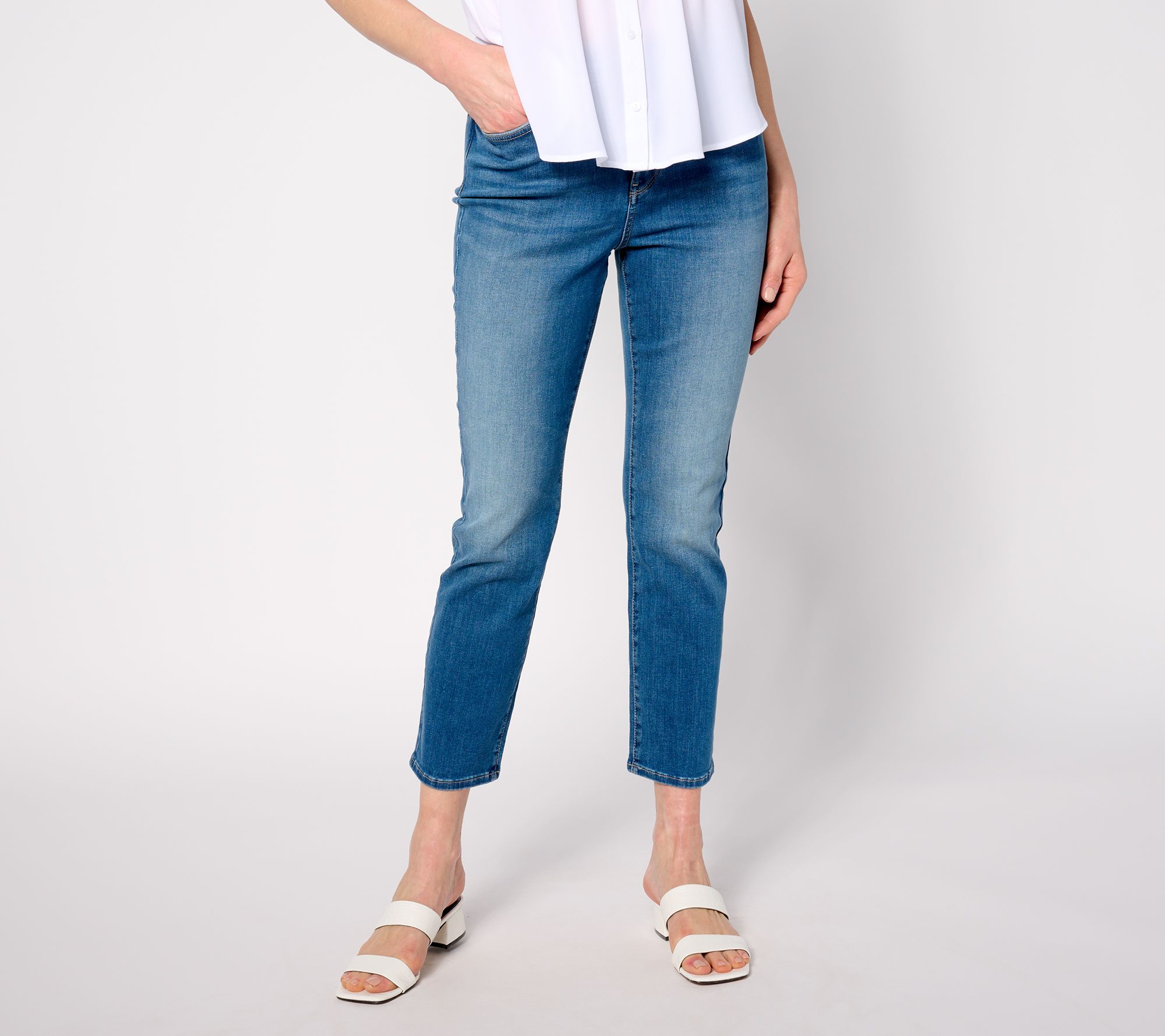 As Is NYDJ Curve Shaper Sheri Slim Ankle Jean - Bluewater