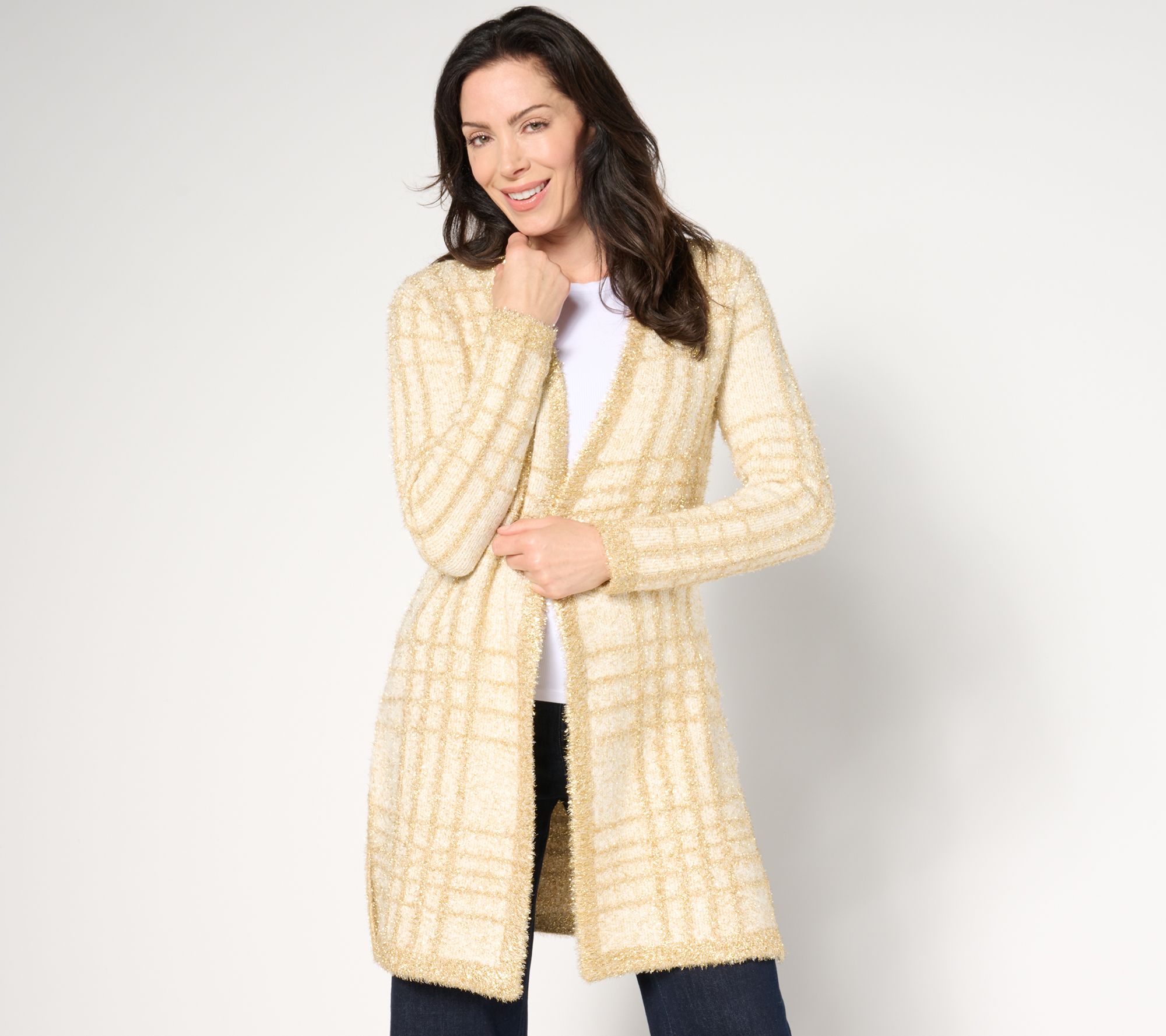 "As Is" Isaac Mizrahi Live! Petite Always Isaac Sparkle Eyelash Sweater