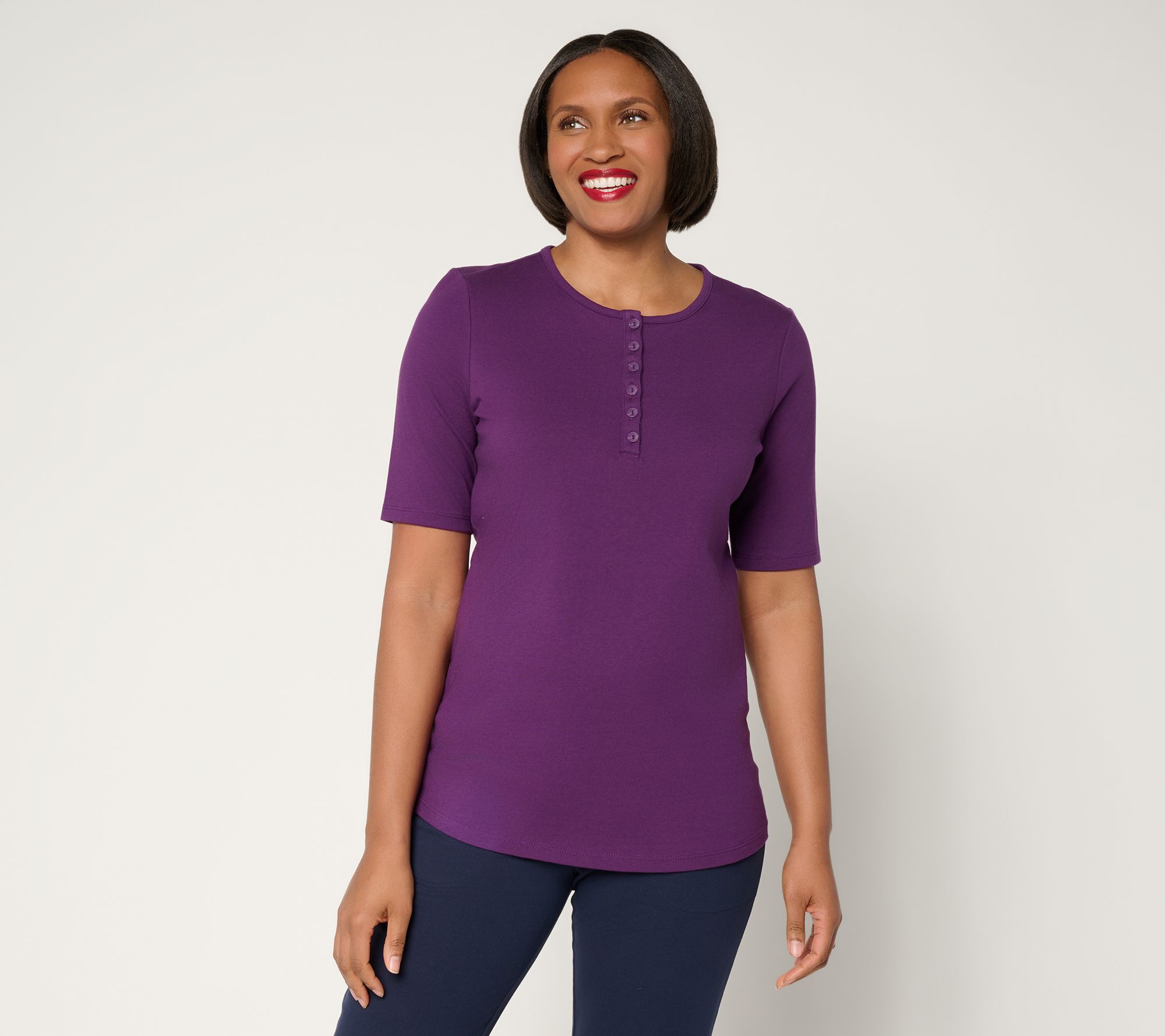 Denim & Co. Essentials Regular Perfect Jersey Henley Tunic