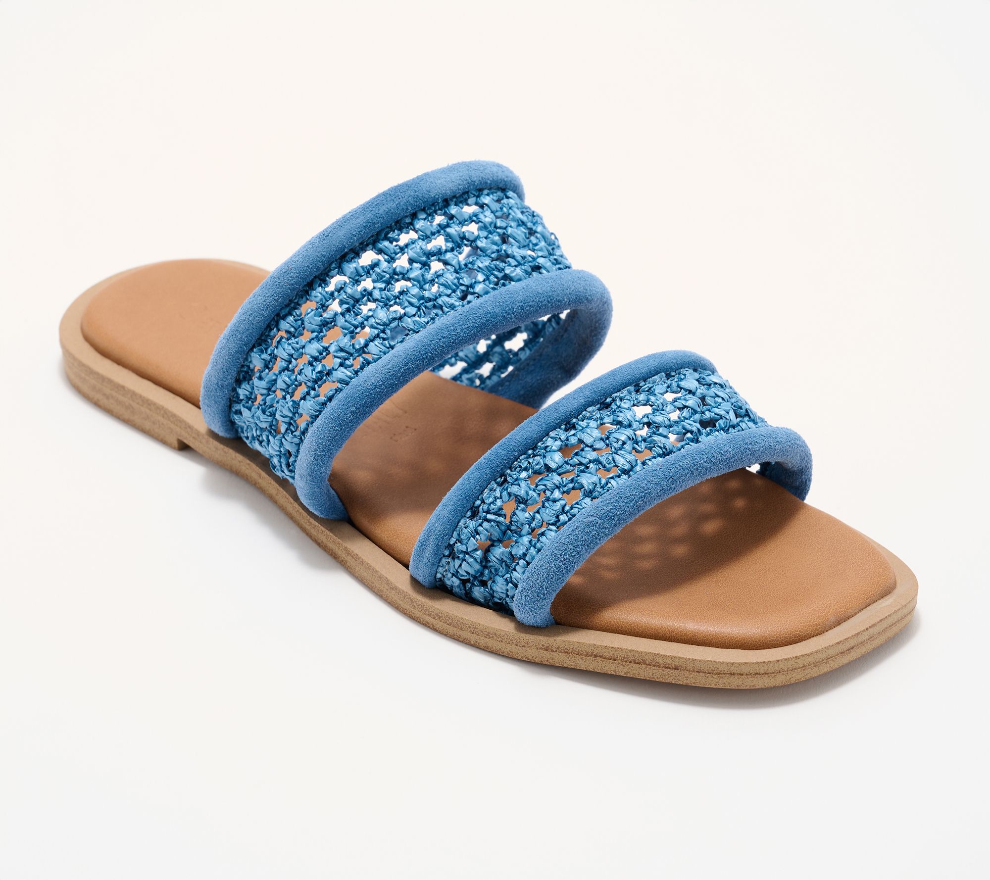 Seychelles Crotchet and Leather Padded Slide Sandals- Water Lily