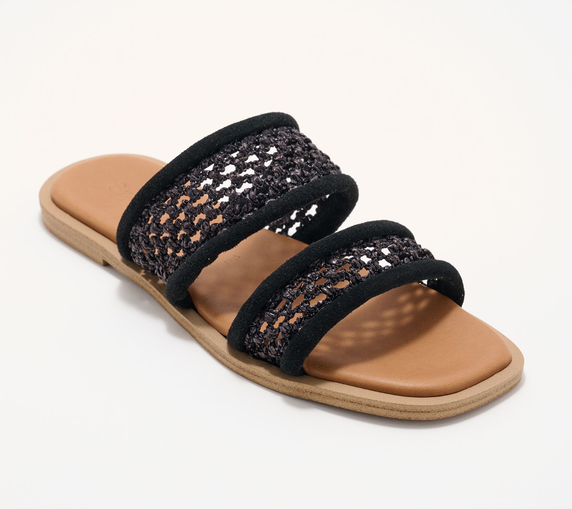 Seychelles Crotchet and Leather Padded Slide Sandals- Water Lily