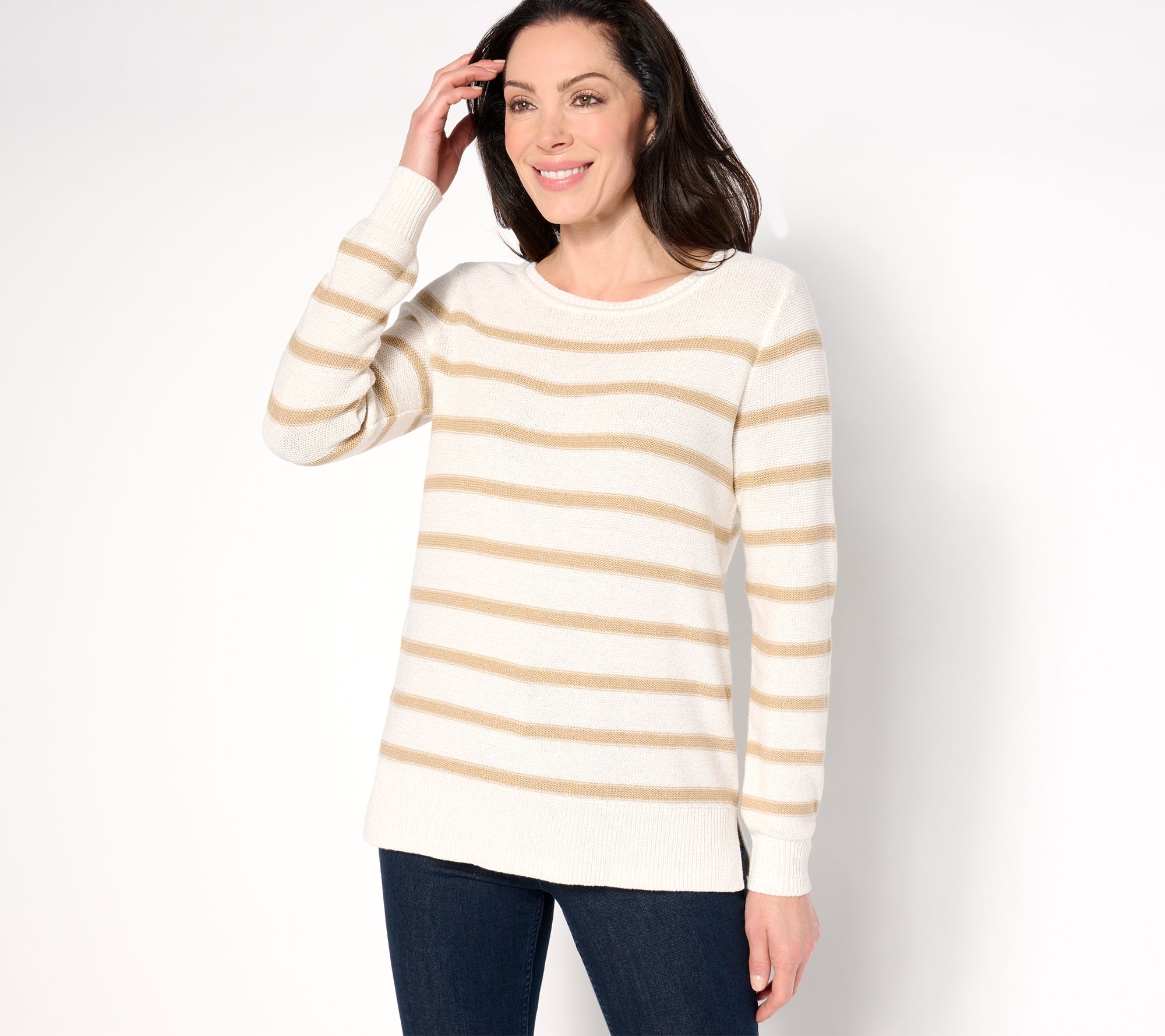 "As Is" Belle by Kim Gravel Resort Ready Gold Striped Boatneck