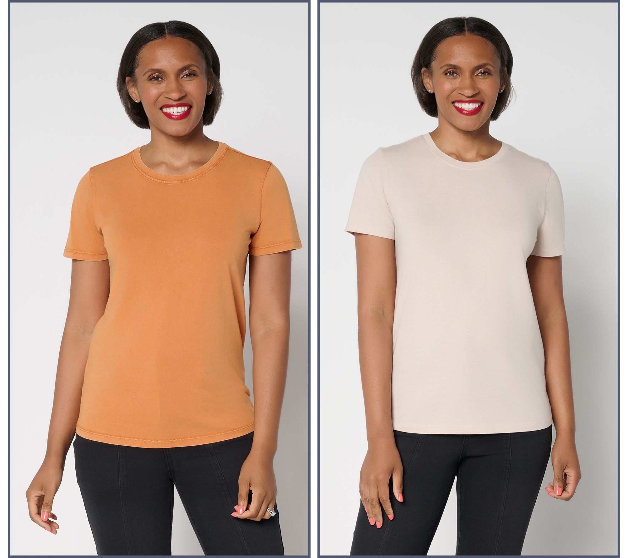 LOGO Principles by Lori Goldstein 2 Pack Knit Tees