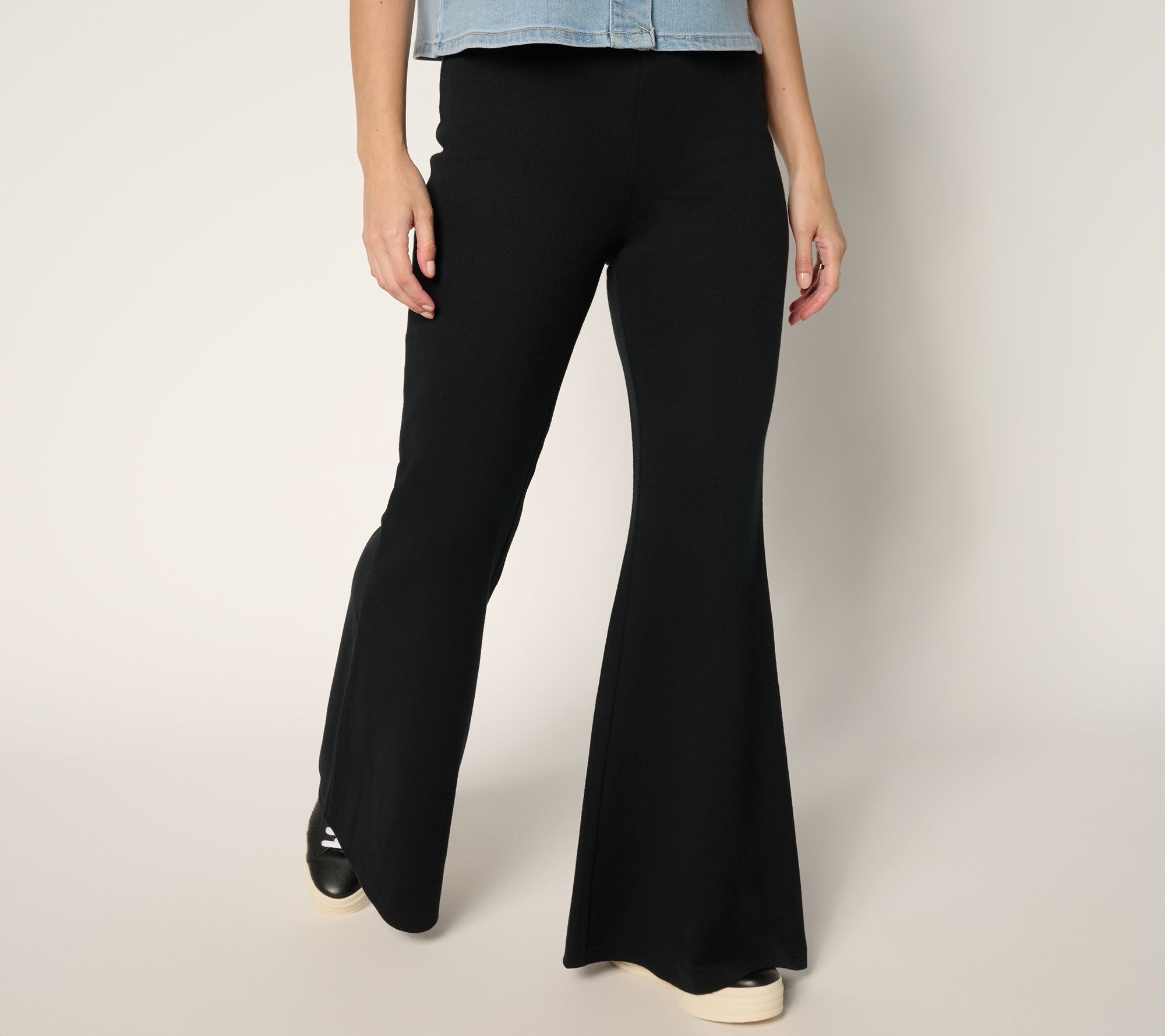 Peace Love World Petite Brushed Knit Pull-on Flare Pants