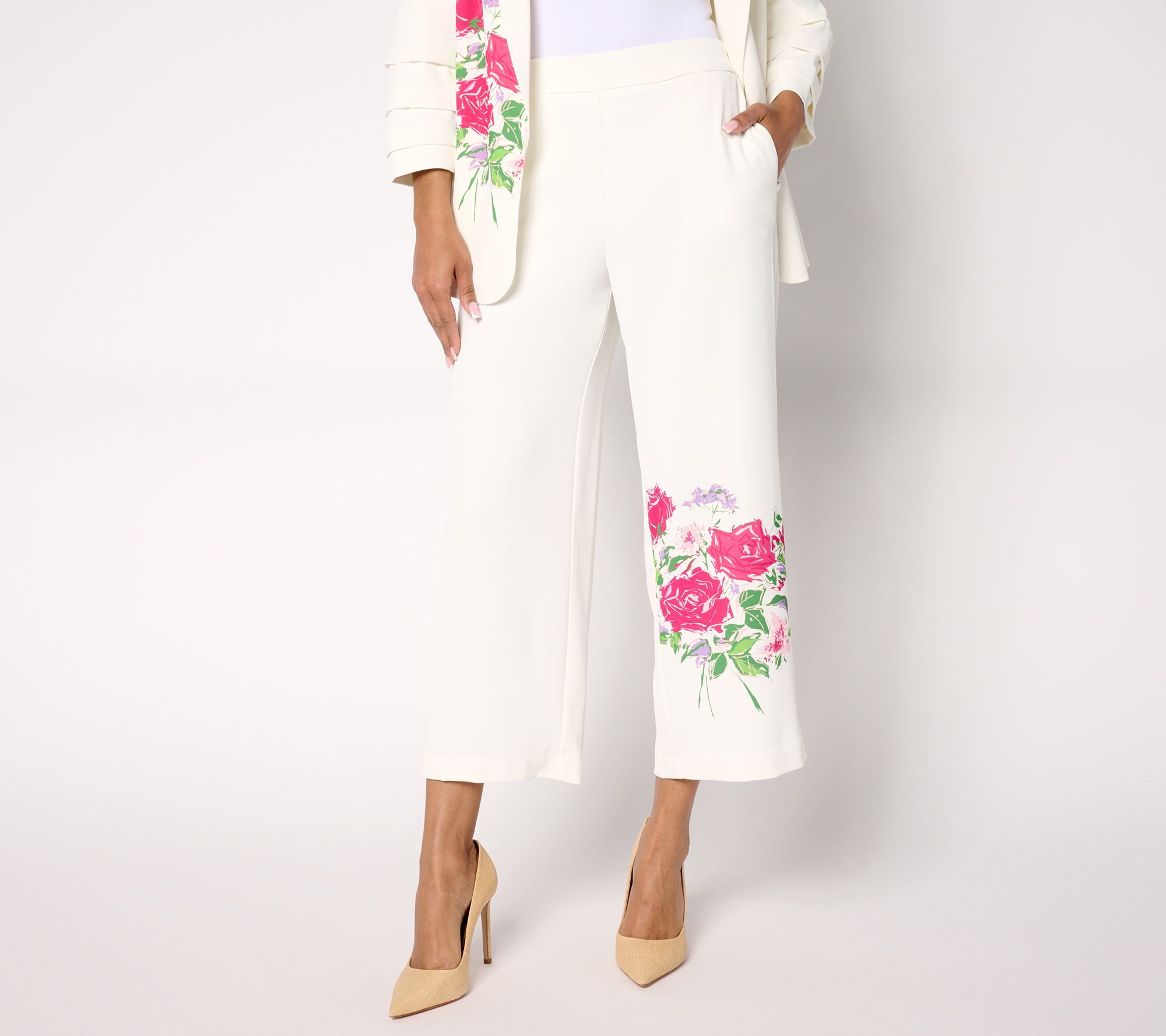 "As Is" nicole by Nicole Miller Regular Cropped Pull On Stretch Pant