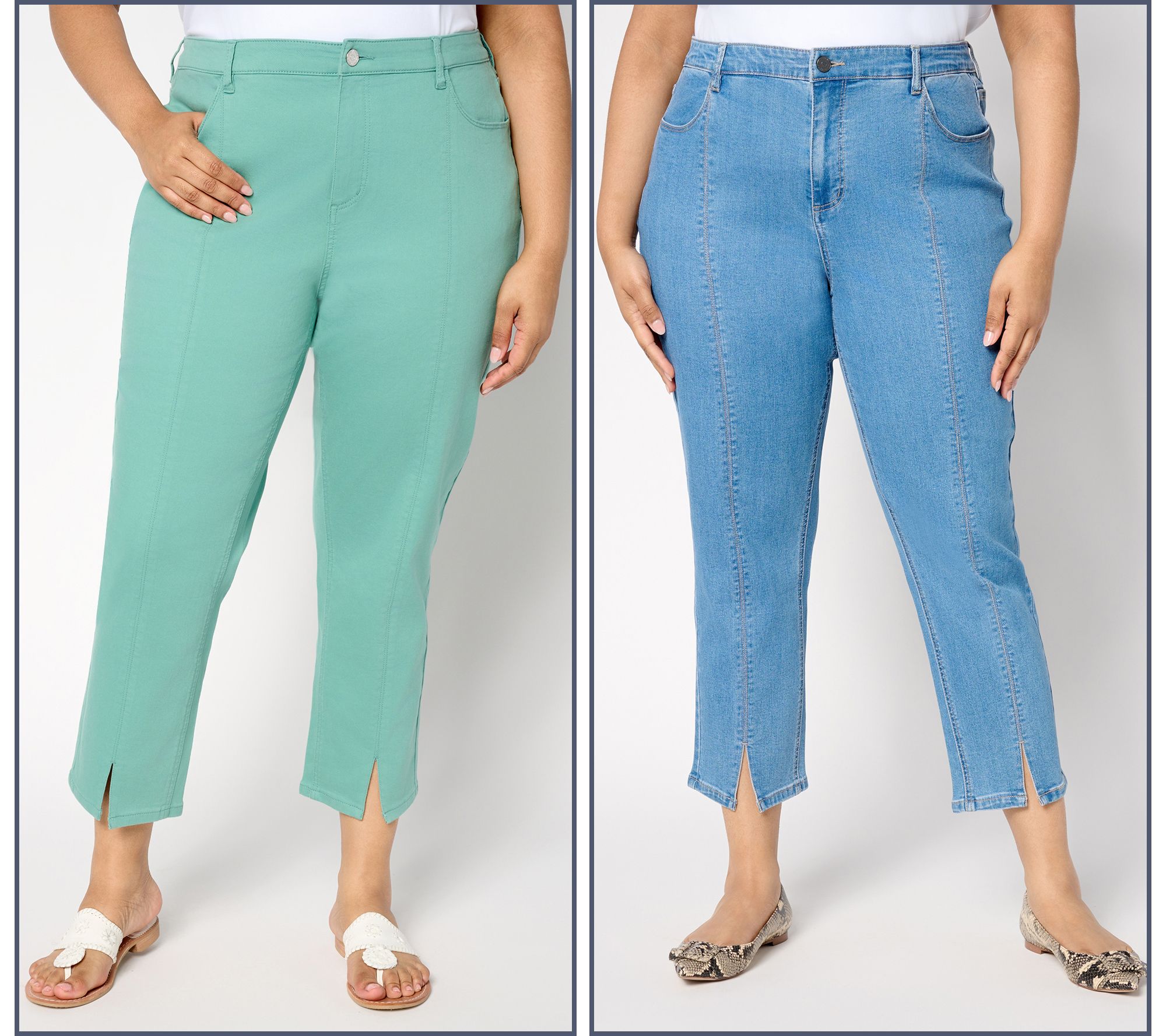 Susan Graver Stretch Denim Jean with Front Slit - QVC.com