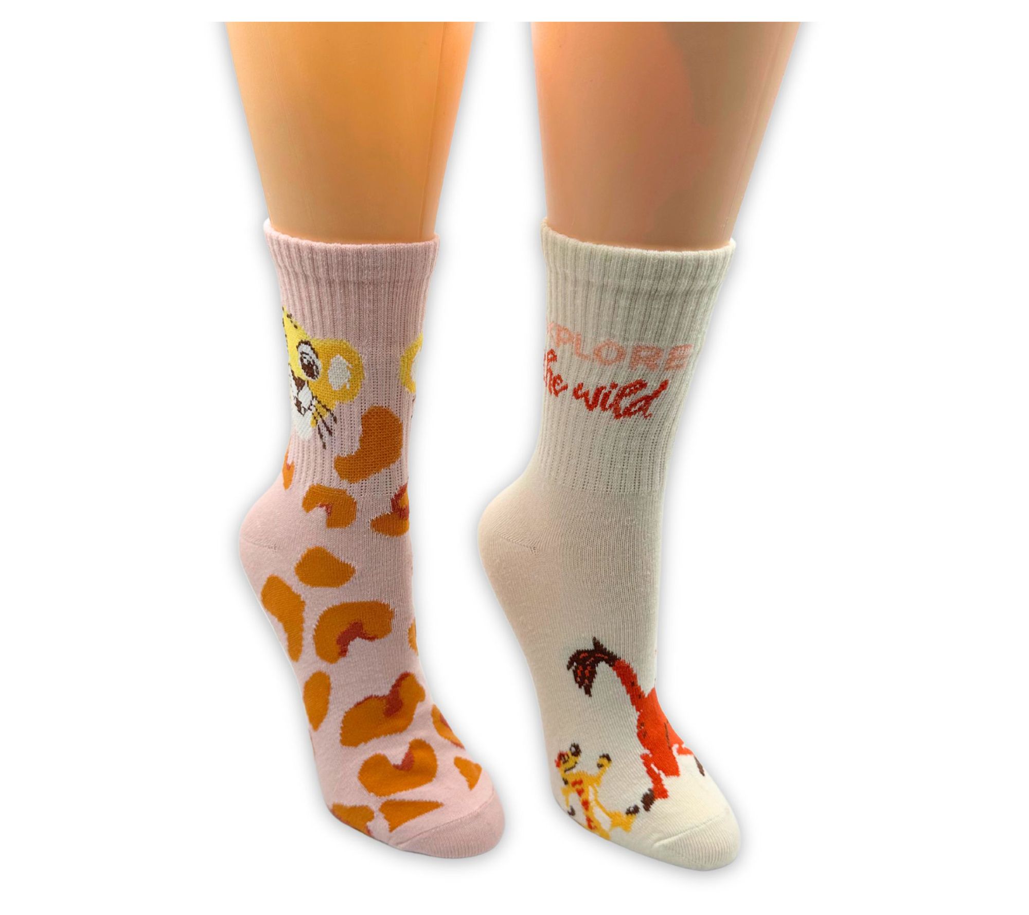 Disney Ladies' Set of 2 Lion K ing Ribbed Mid Crew Socks