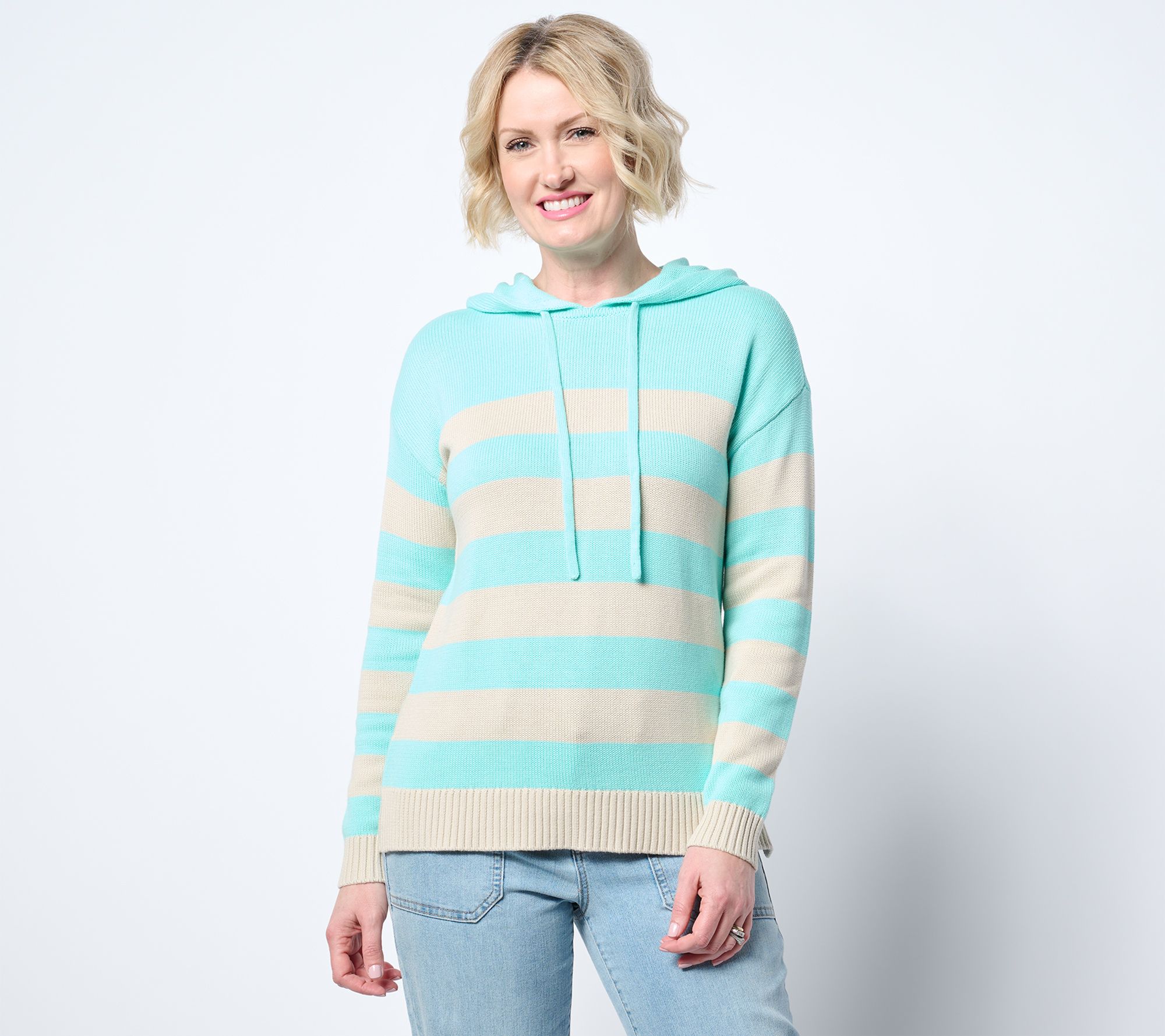 "As Is" Belle Beach by Kim Gravel Seaside Sand Bar Stripe Hoodie