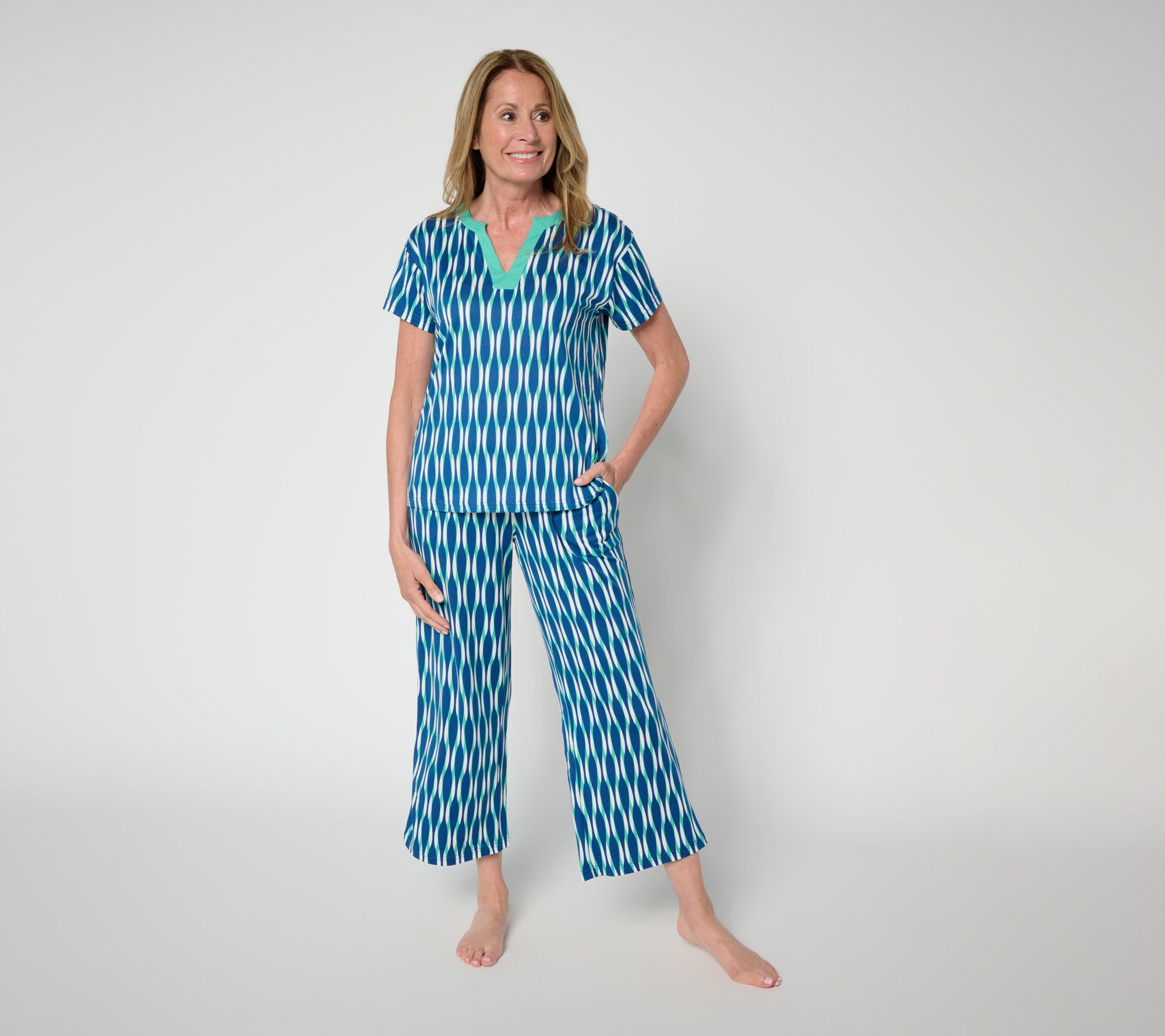 "As Is" MUK LUKS Cloud Knit Short Sleeve and Crop Pant Lounge Set