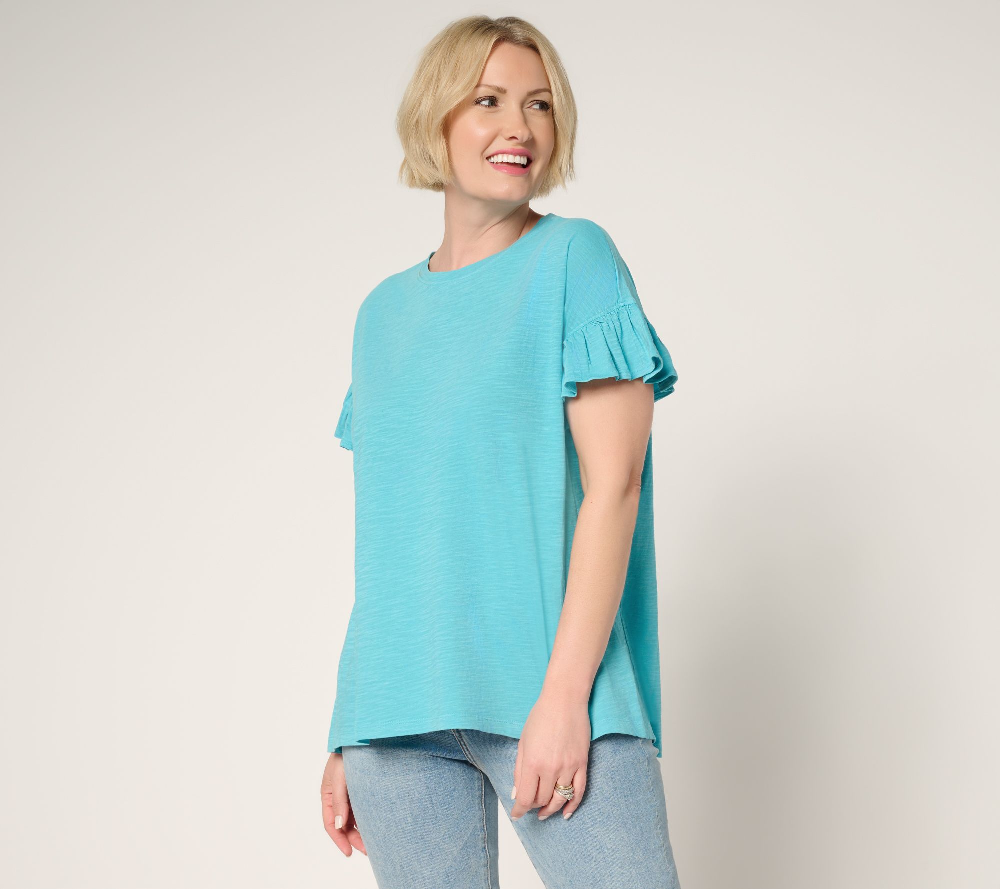 "As Is" LOGO by Lori Goldstein 100% Cotton Ruffle Sleeve Tee