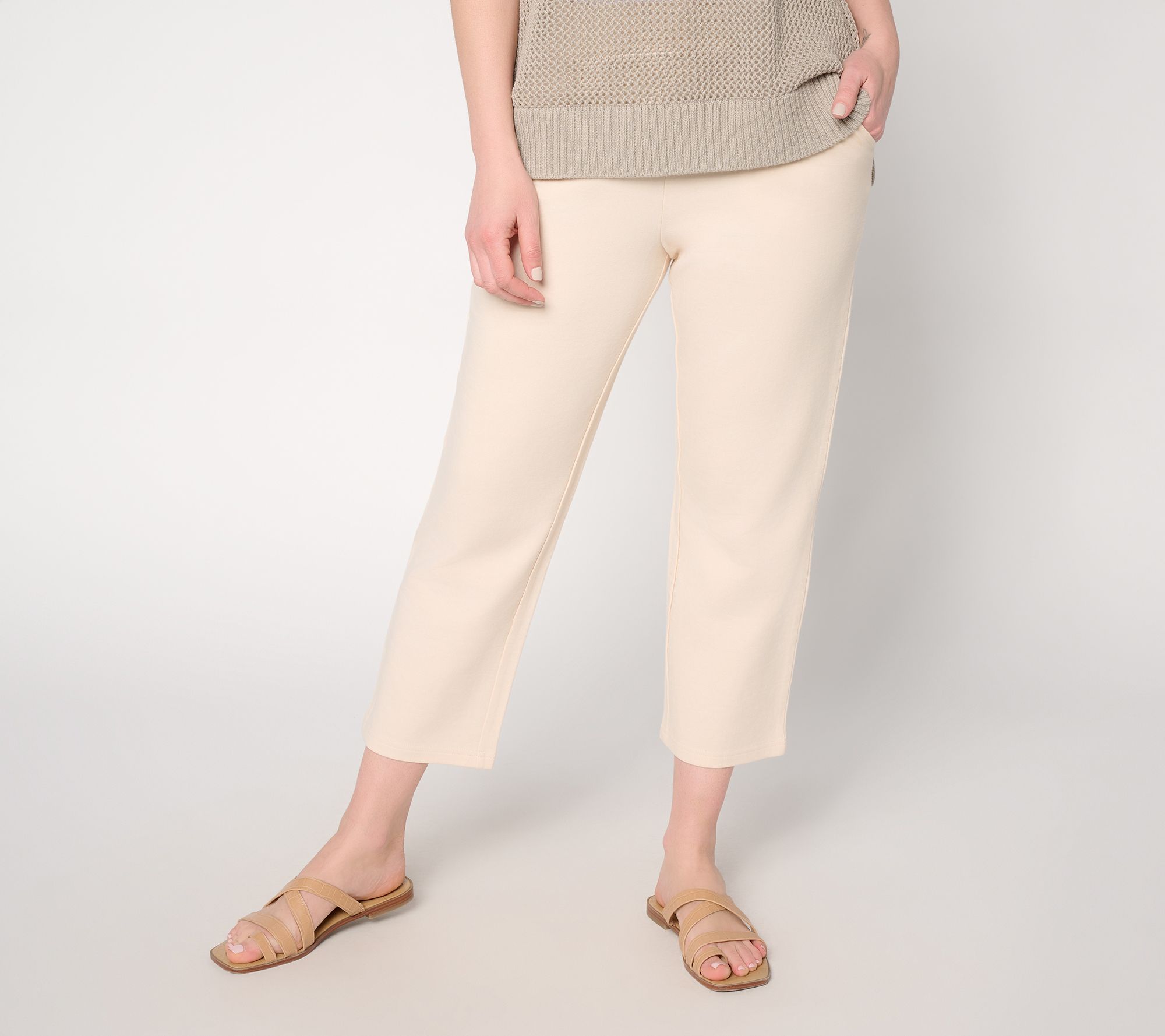 Belle by Kim Gravel Regular French Terry Yacht Club Cropped Pant
