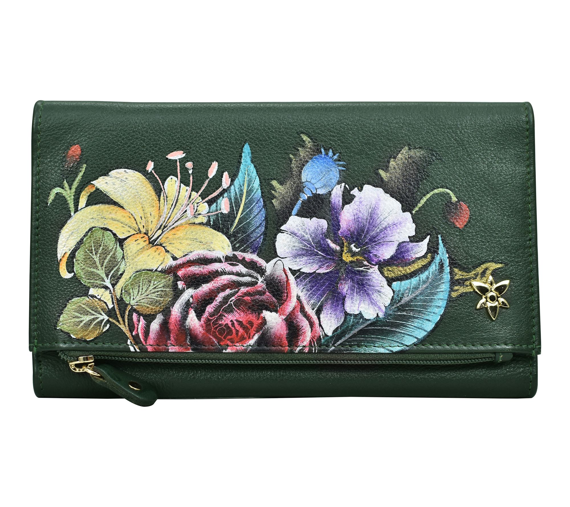 Anushcka Painted Leather Three Fold Clutch