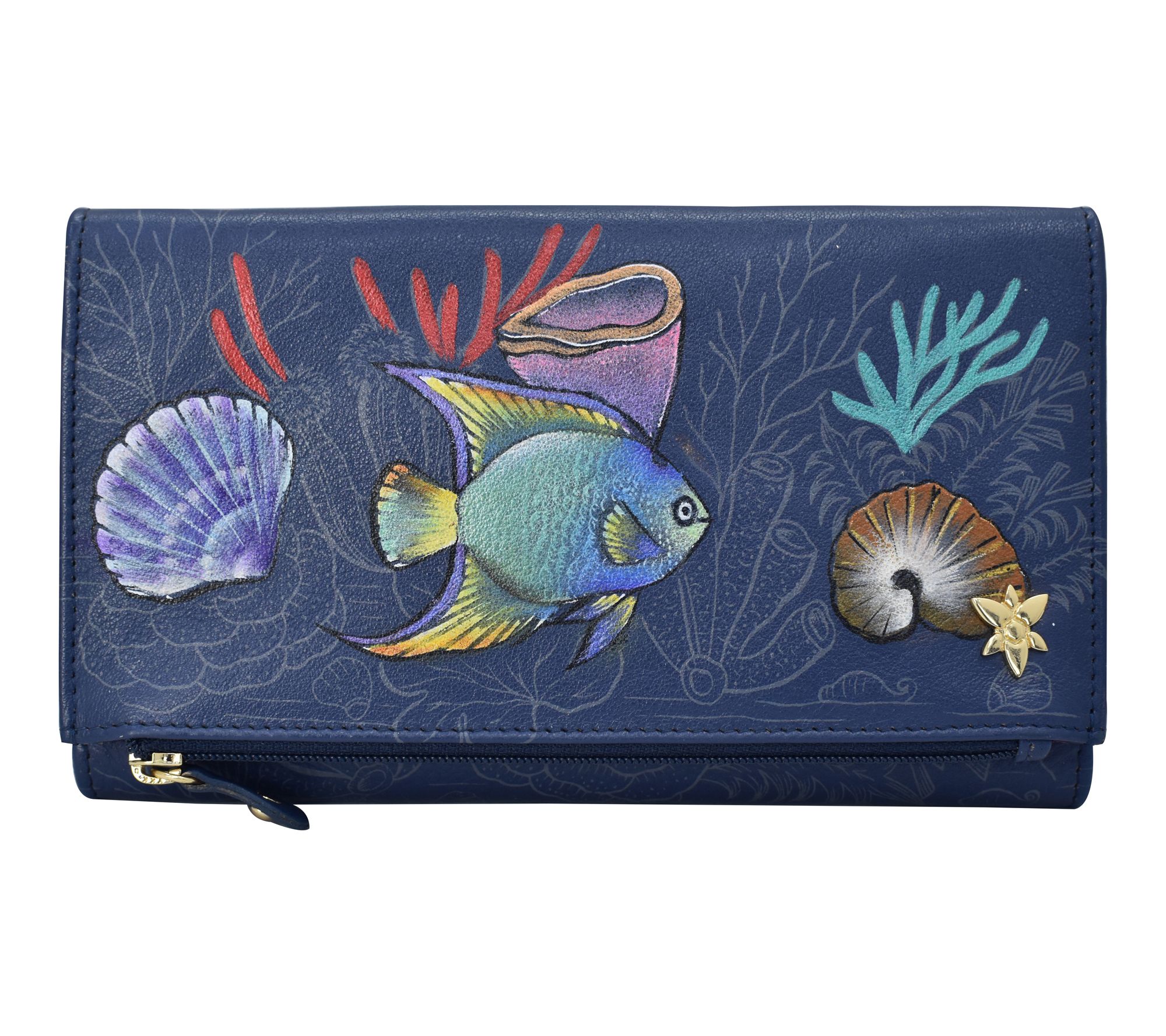 Anushcka Painted Leather Three Fold Clutch