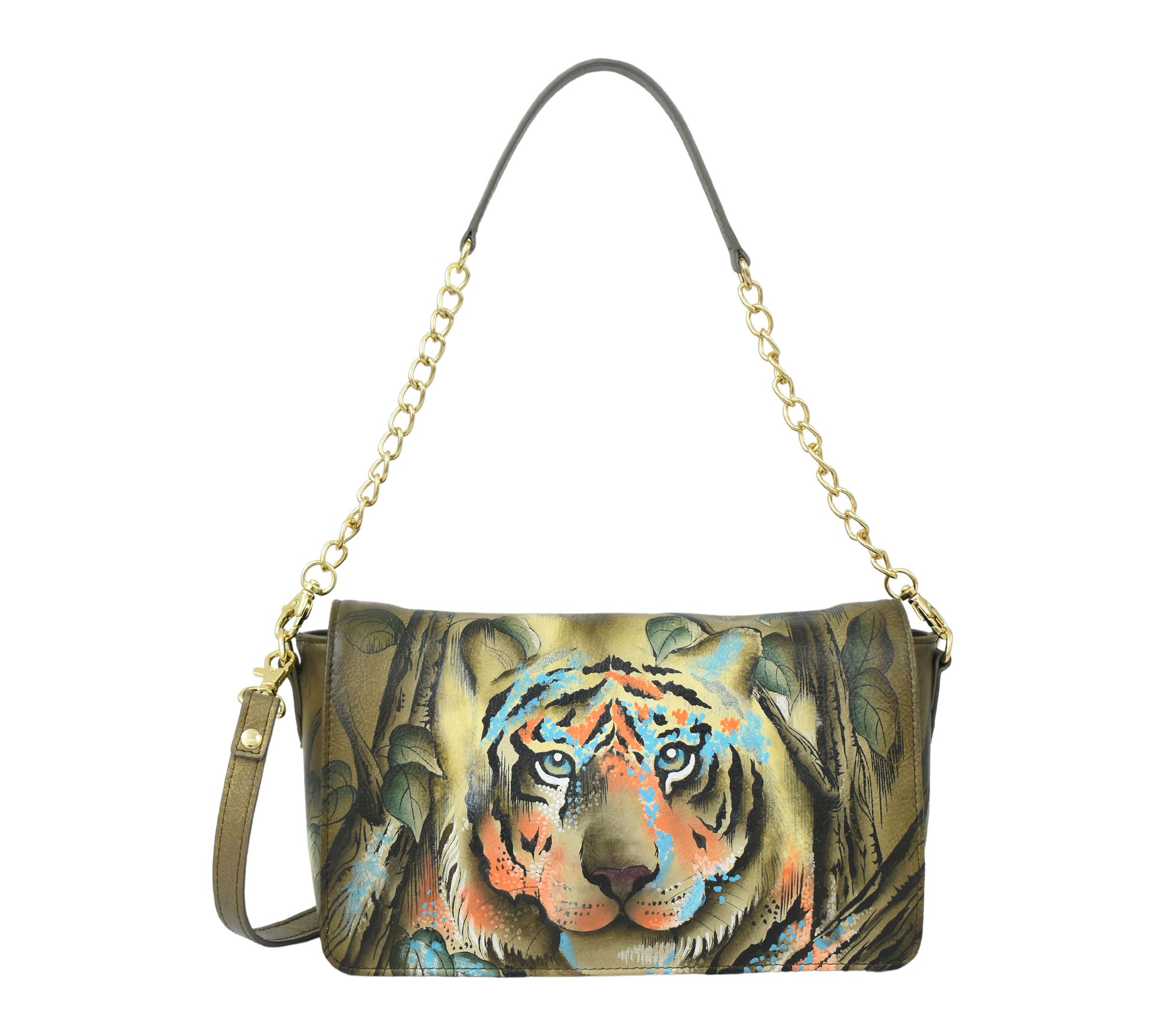 Anushcka Painte d Leather Flap Crossbody With Shoulder Strap