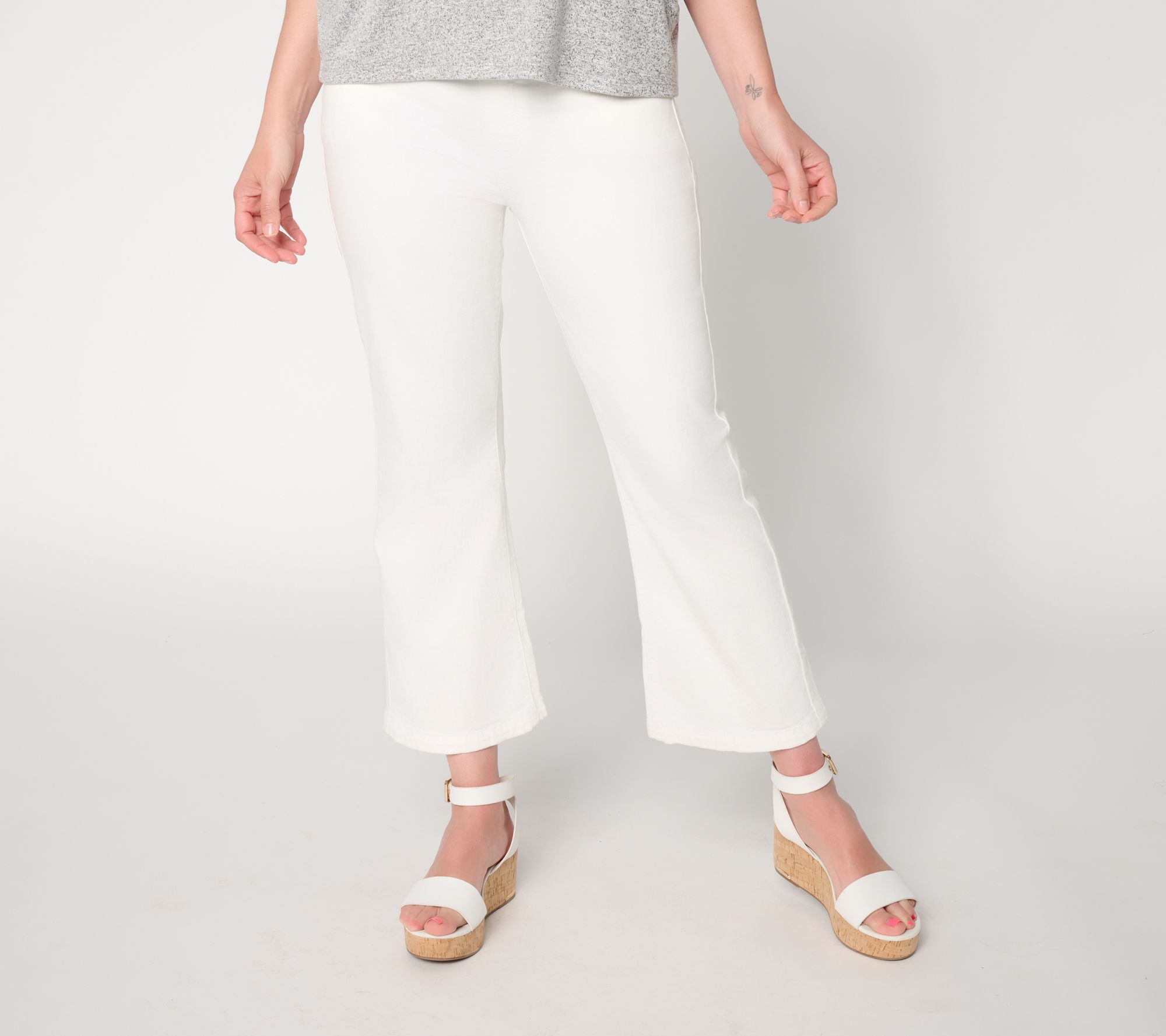 Liverpool Los Angeles Gia Glider Crop Jeans w/ Tulip Hem -Bright Wht