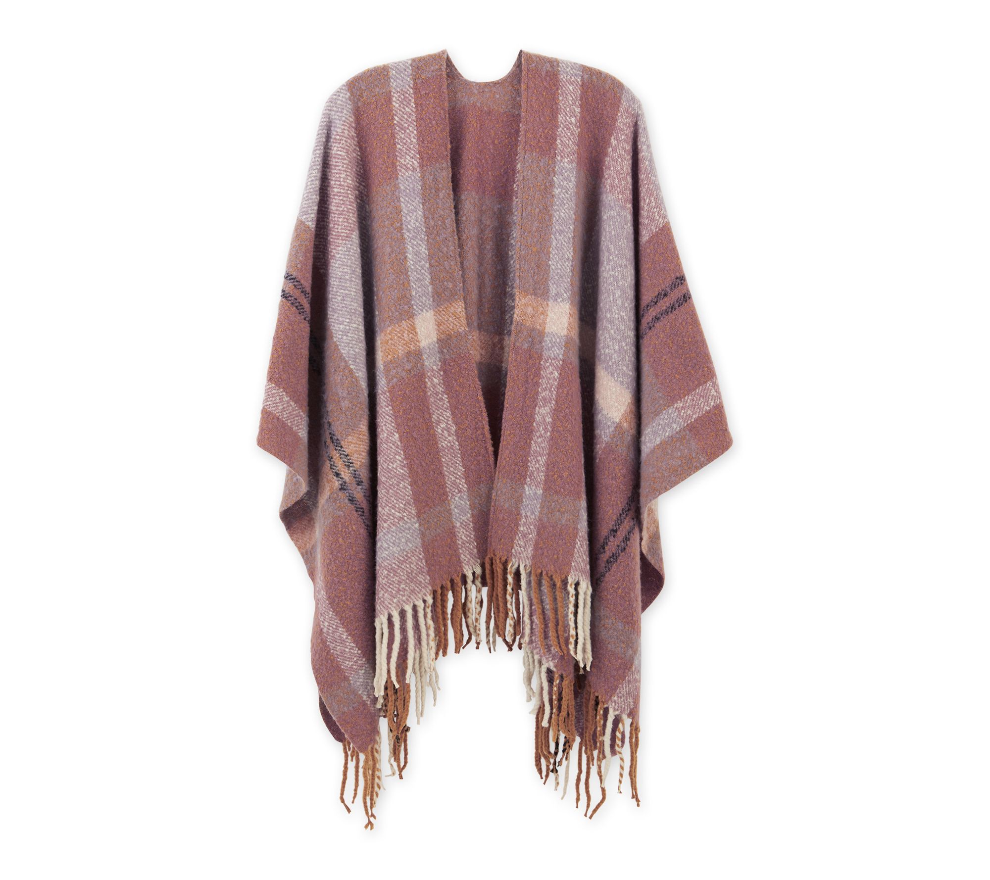  Hadley Wren Savannah Plaid Ruana with Fringe