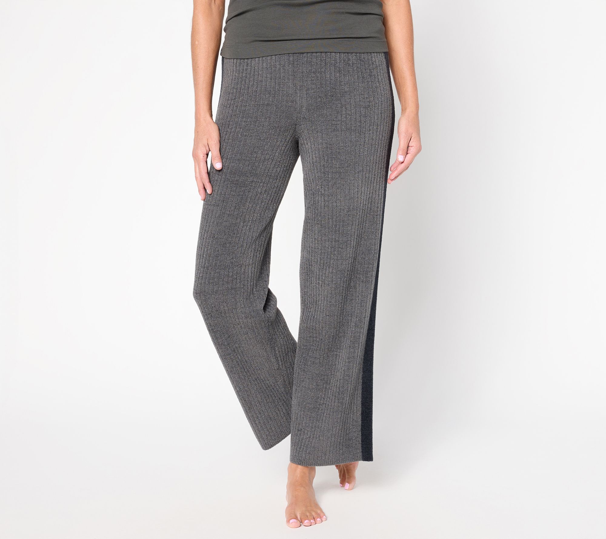 "As Is" Barefoot Dreams Petite CozyChic UltraLiteStripe Rib Ankle Pant