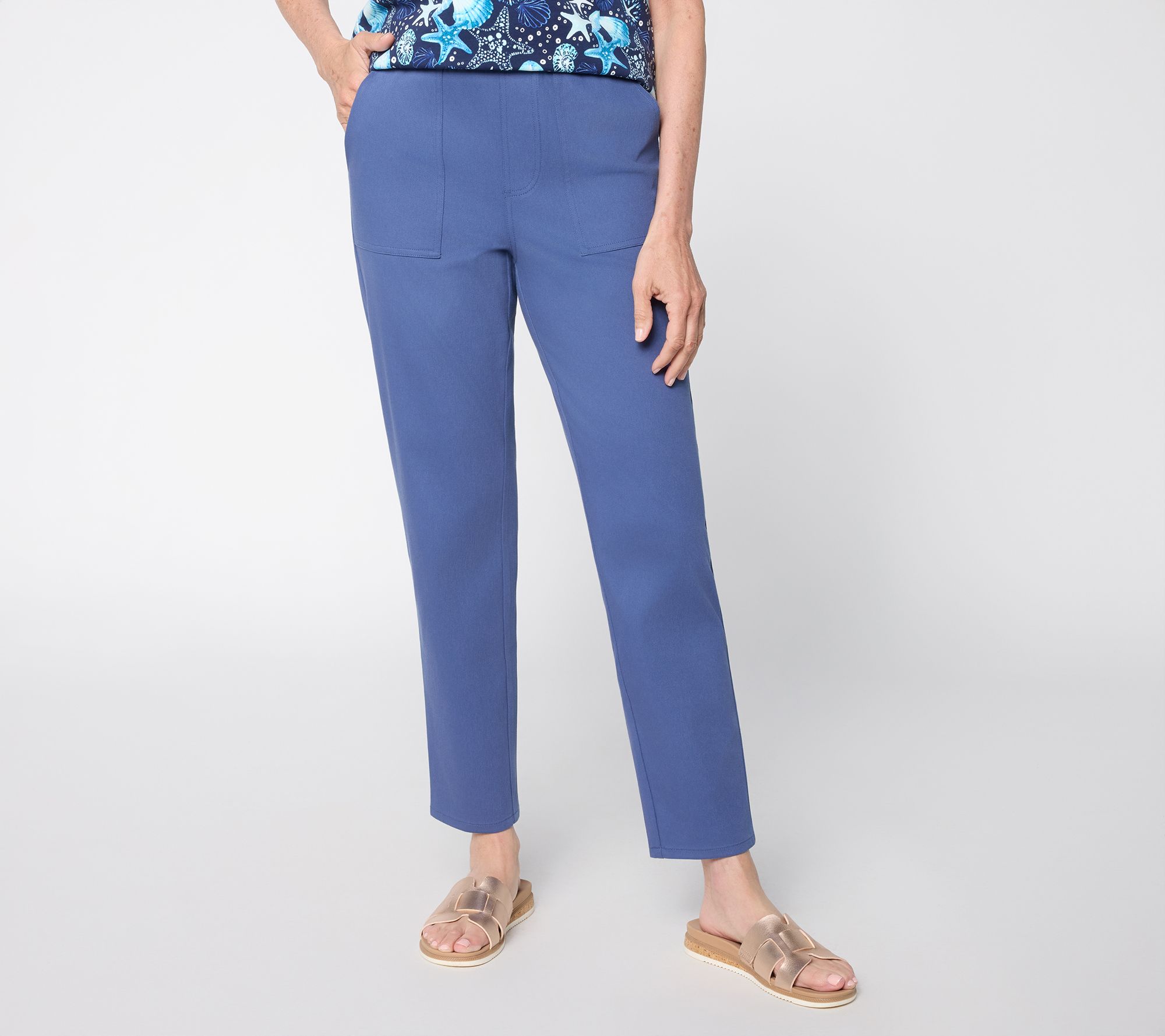 Denim & Co. Petite Comfy Knit Air Pull-On Tapered Ankle Pants