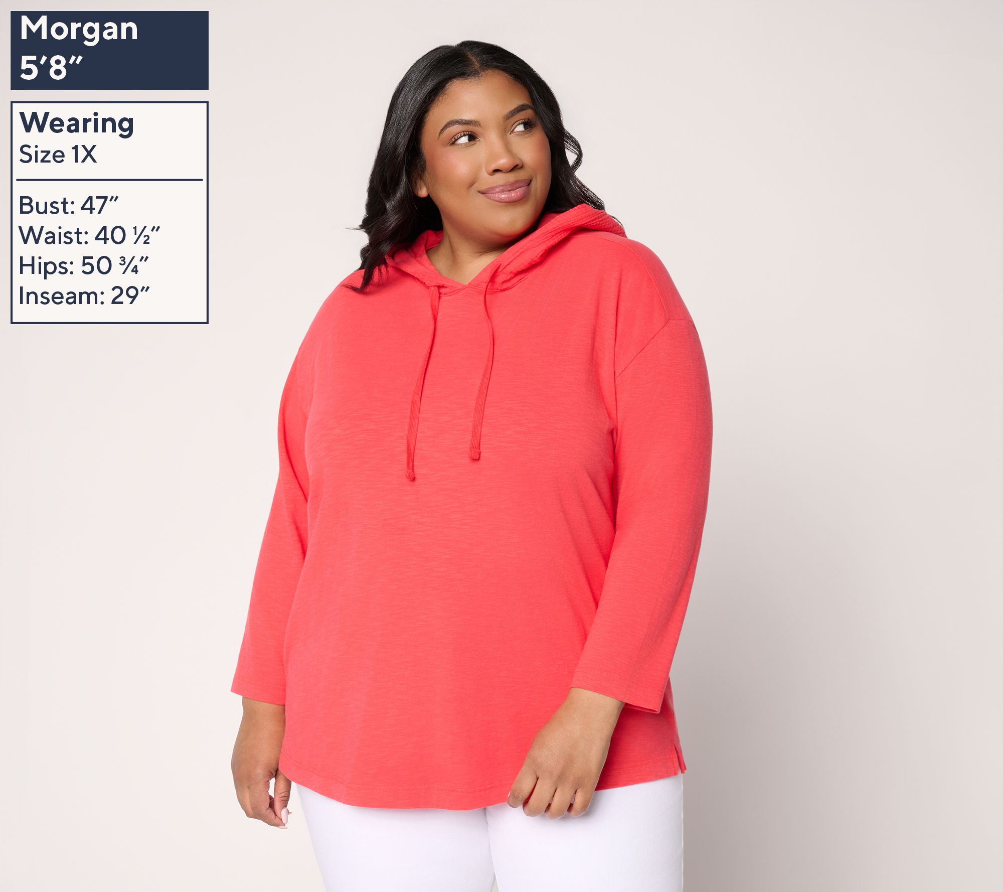 AnyBody Washed Cotton Slub Jersey and Gauze Mixed Hoodie - QVC.com