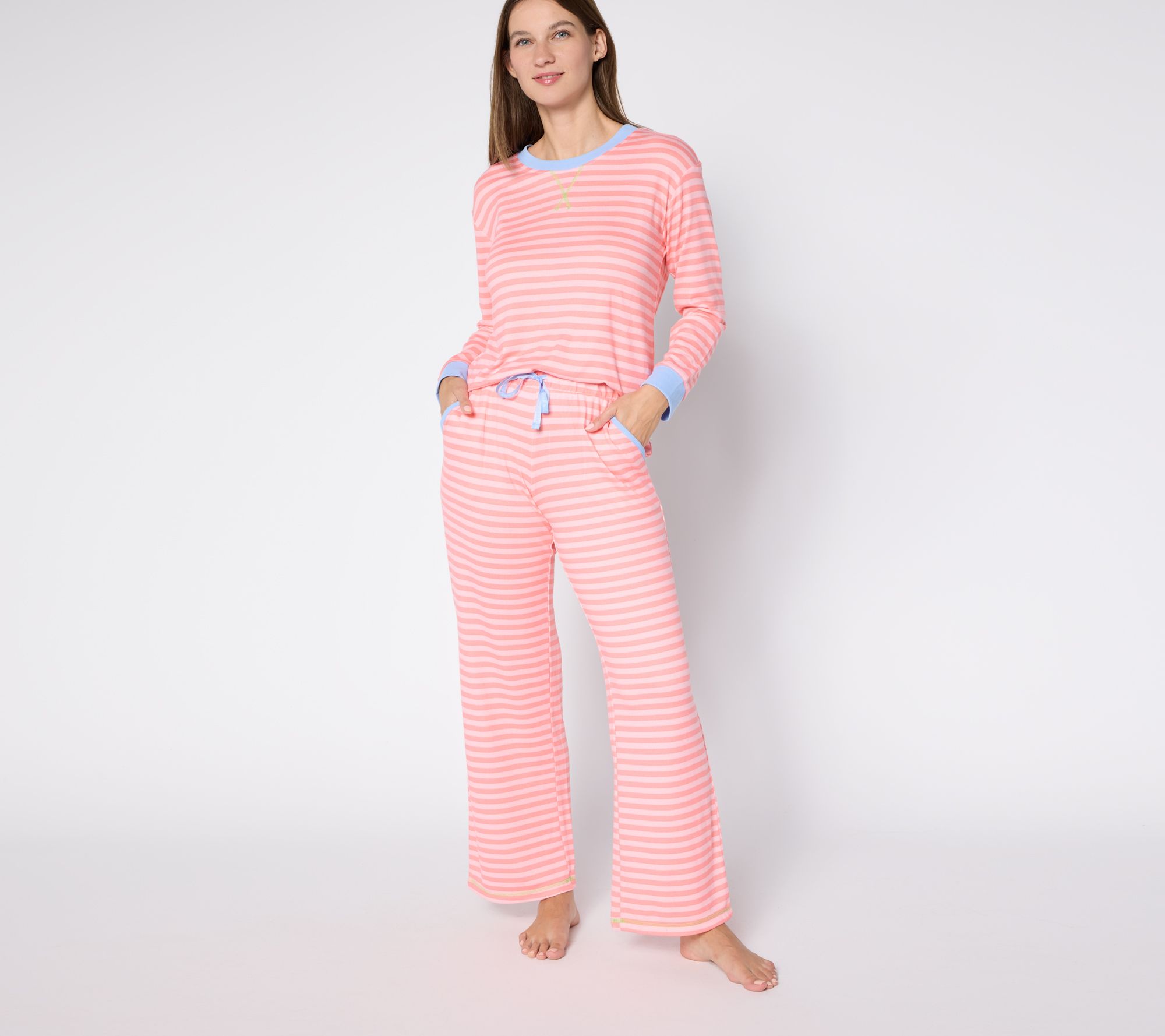 "As Is" MUK LUKS Butter Knit Striped Lounge Set