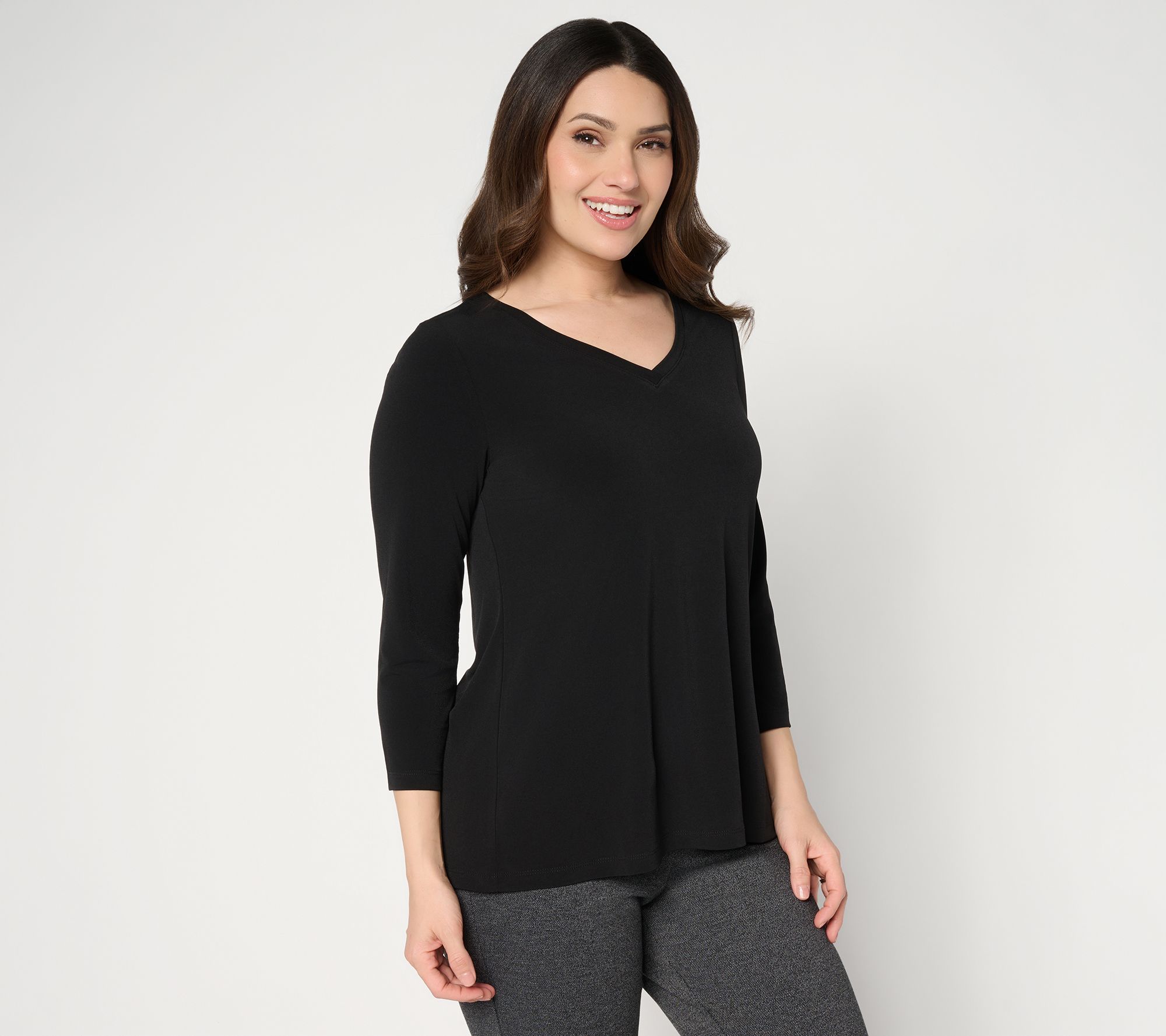 "As Is" Susan Graver Essentials Liquid Knit 3/4 Sleeve Top