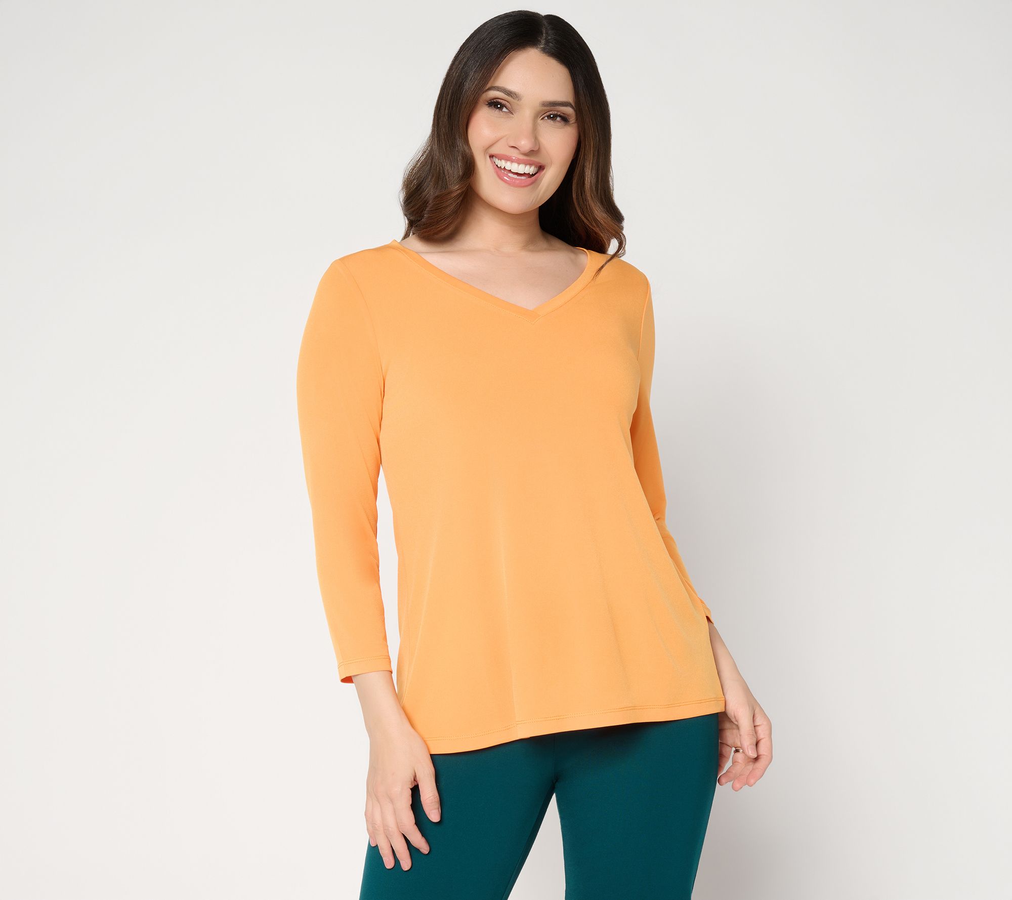 "As Is" Susan Graver Essentials Liquid Knit 3/4 Sleeve Top